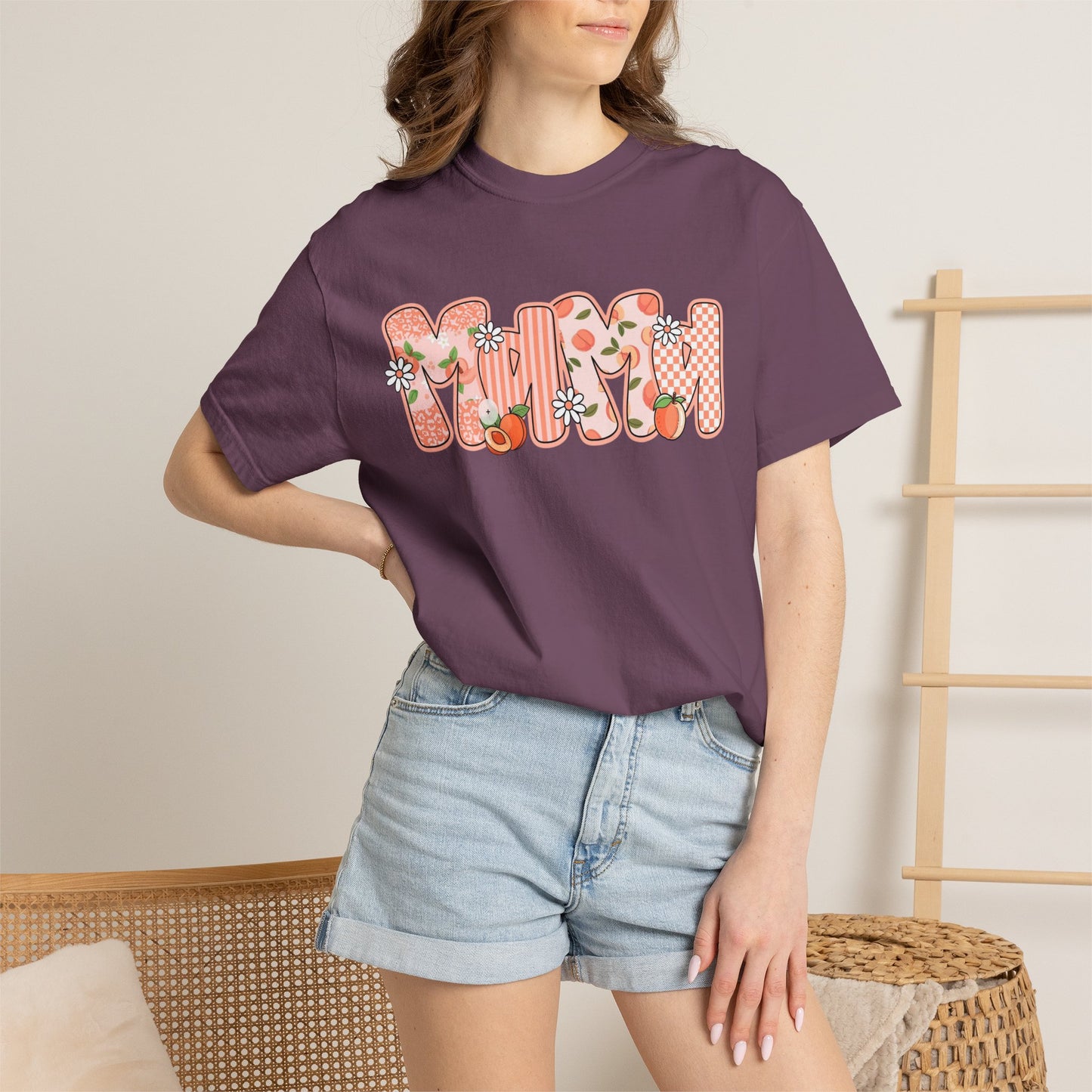 Peach Floral Mama Graphic Tee • Spring Mama Shirt • Soft Girly Mom Shirt • Floral Boutique Style Outfit