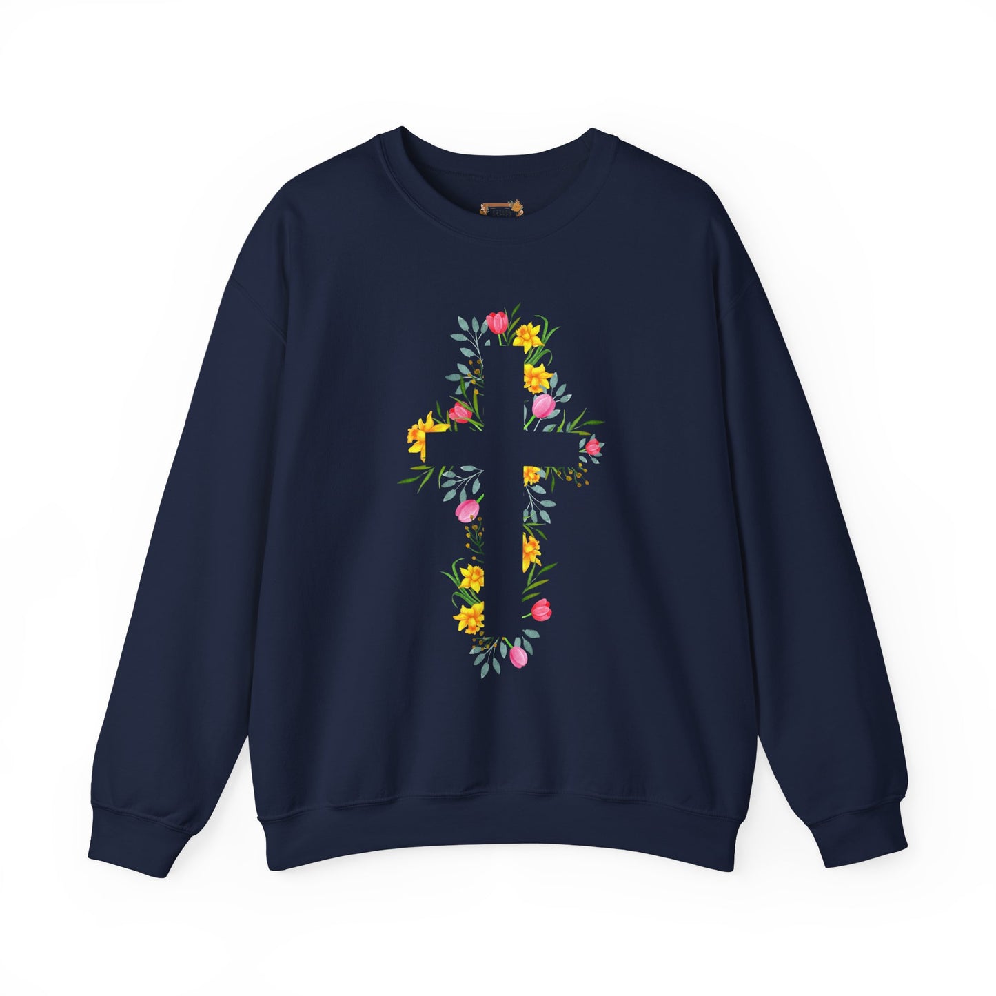 Floral Cross Sweatshirt | Christian Faith Pullover | Spring Cross Top | Faith Mama Wear