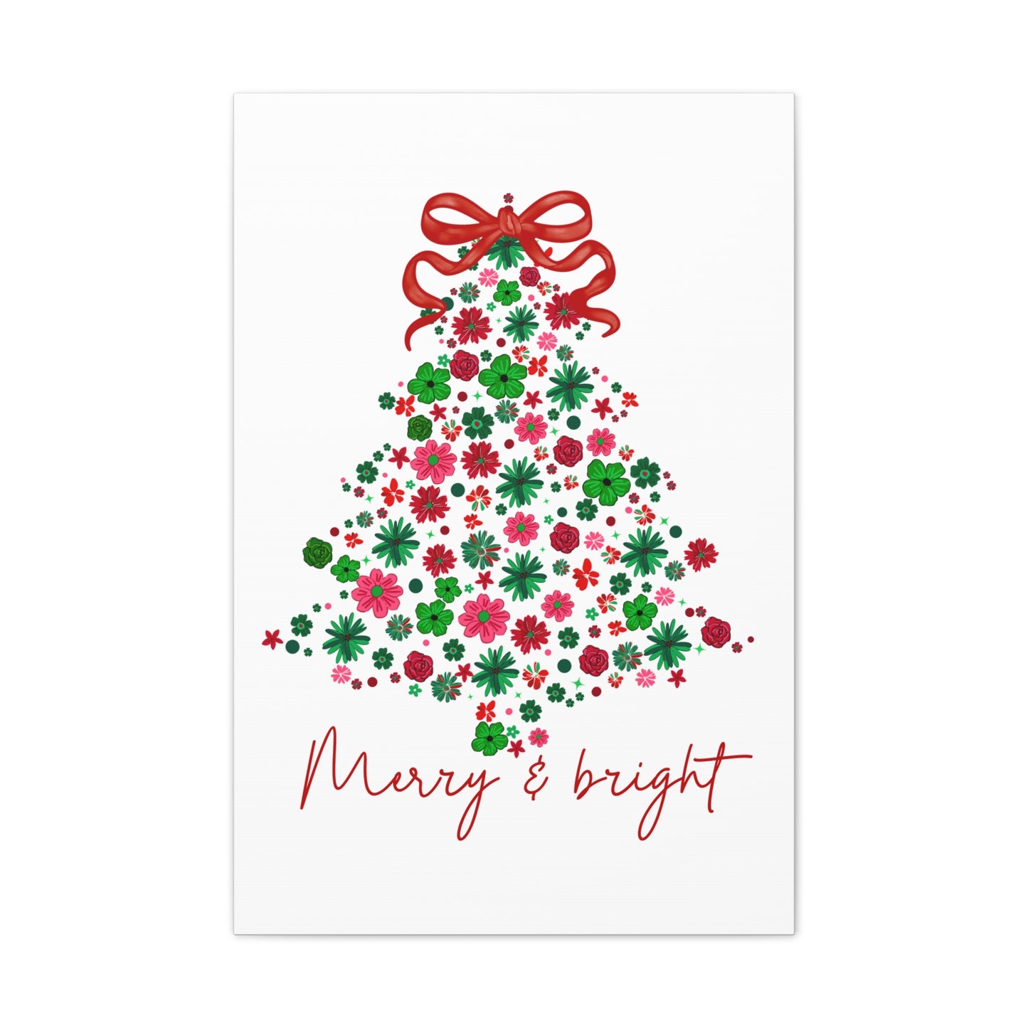 Festive Canvas Wall Art - Merry & Bright Christmas Tree