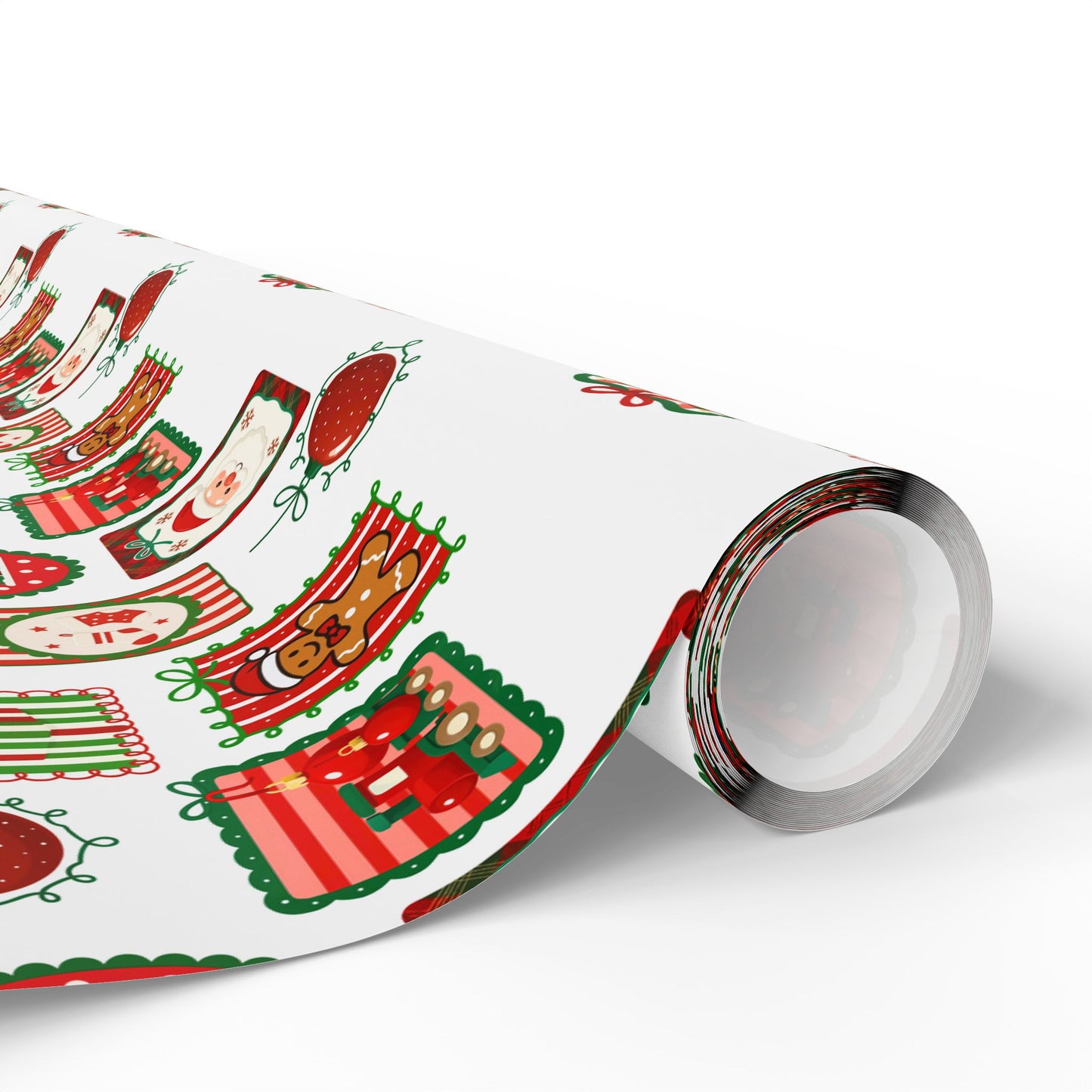 Christmas Stamp Collage Wrapping Paper | Vintage Holiday Postmark Pattern | Red & Green Retro Christmas Gift Wrap | Festive Mail-Inspired Design