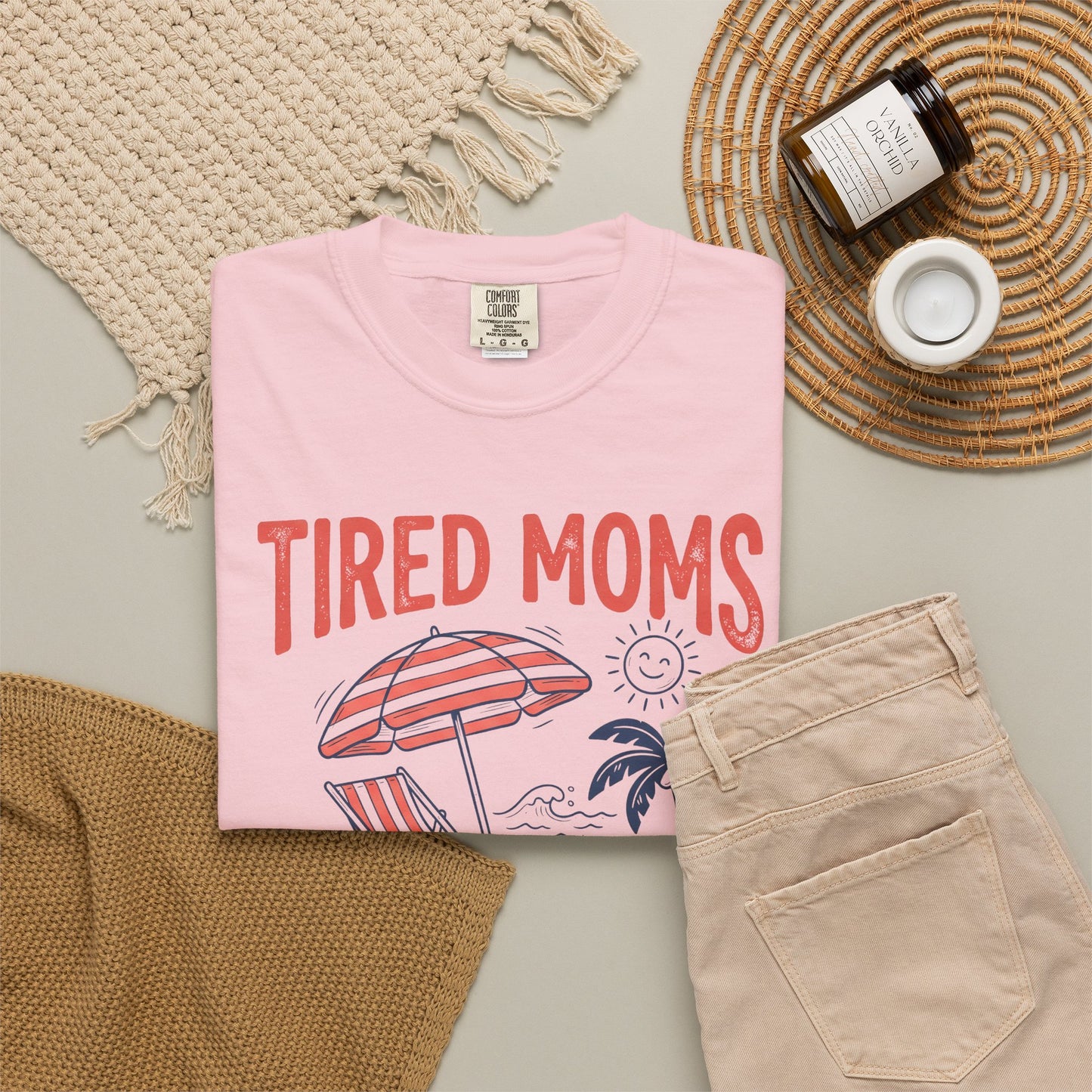 Tired Moms Summer Club Beach Graphic Tee • Summer Mom Shirt • Pool Day Mama Tee • Coastal Vacation Outfit