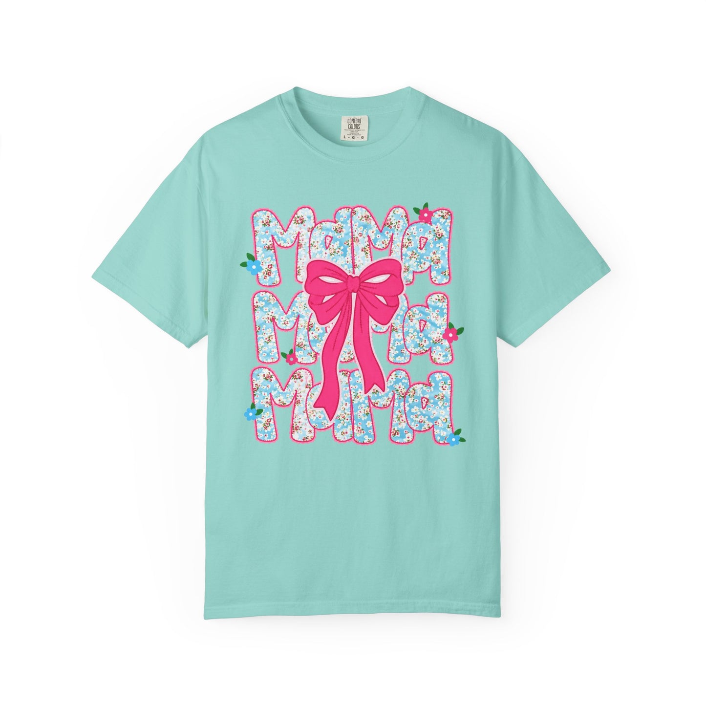 Hydrangea Mama Floral Bow T-Shirt — Cute Mom Graphic Tee for Mother’s Day