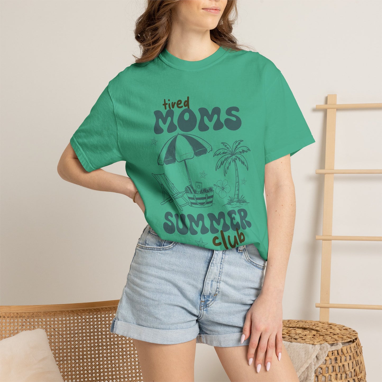 Tired Moms Summer Club Beach Mom Graphic Tee • Summer Vacation Shirt • Pool Day Mama Outfit • Coastal Summer Tee