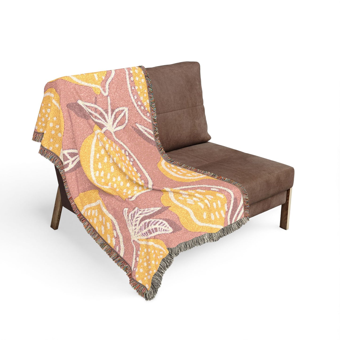 Pink & Yellow Lemon Woven Blanket