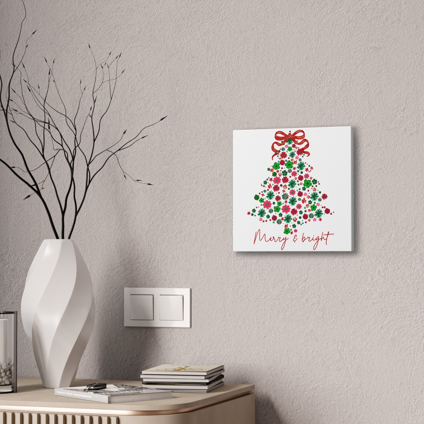 Festive Canvas Wall Art - Merry & Bright Christmas Tree