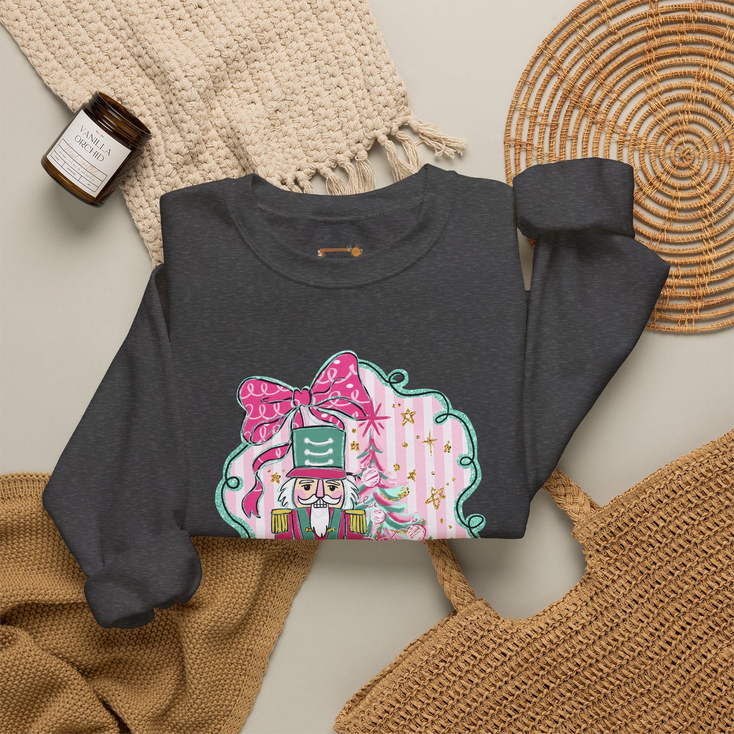 Nutcracker Christmas Sweatshirt — Pink Bow Holiday Crewneck