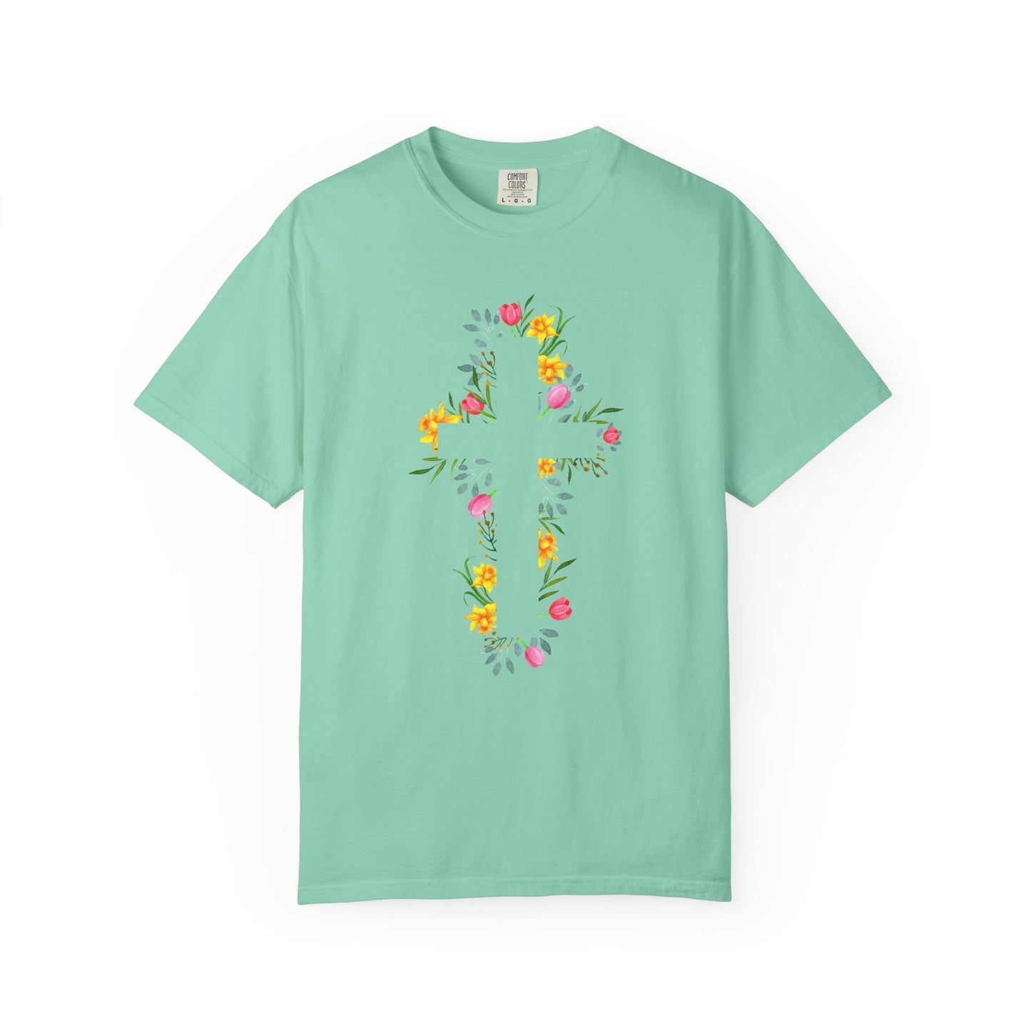 Floral Cross T-Shirt — Christian Faith Tee with Watercolor Flowers