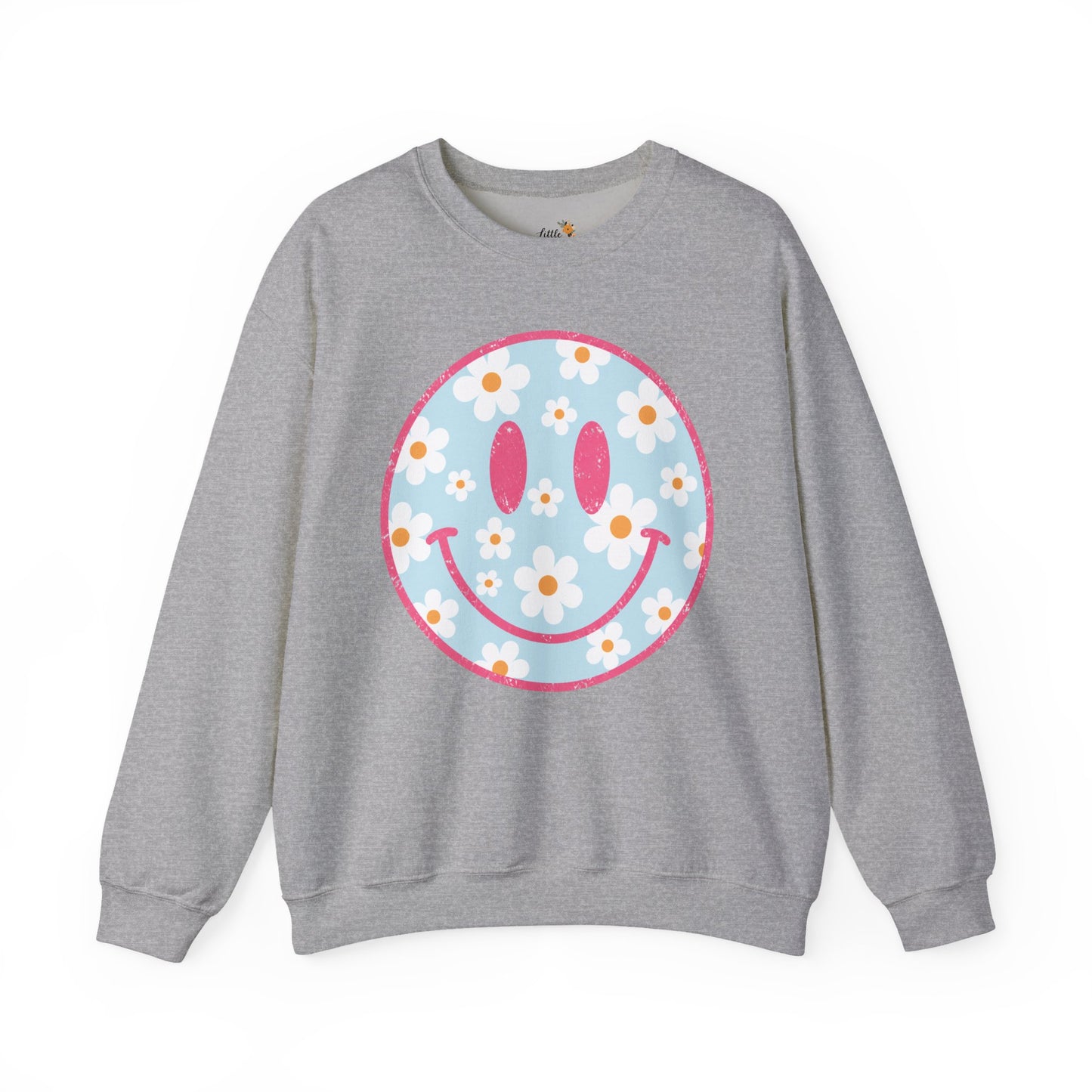 Retro Daisy Smile Sweatshirt • Floral Happy Face Crewneck • Cute Mama Cozy Sweatshirt