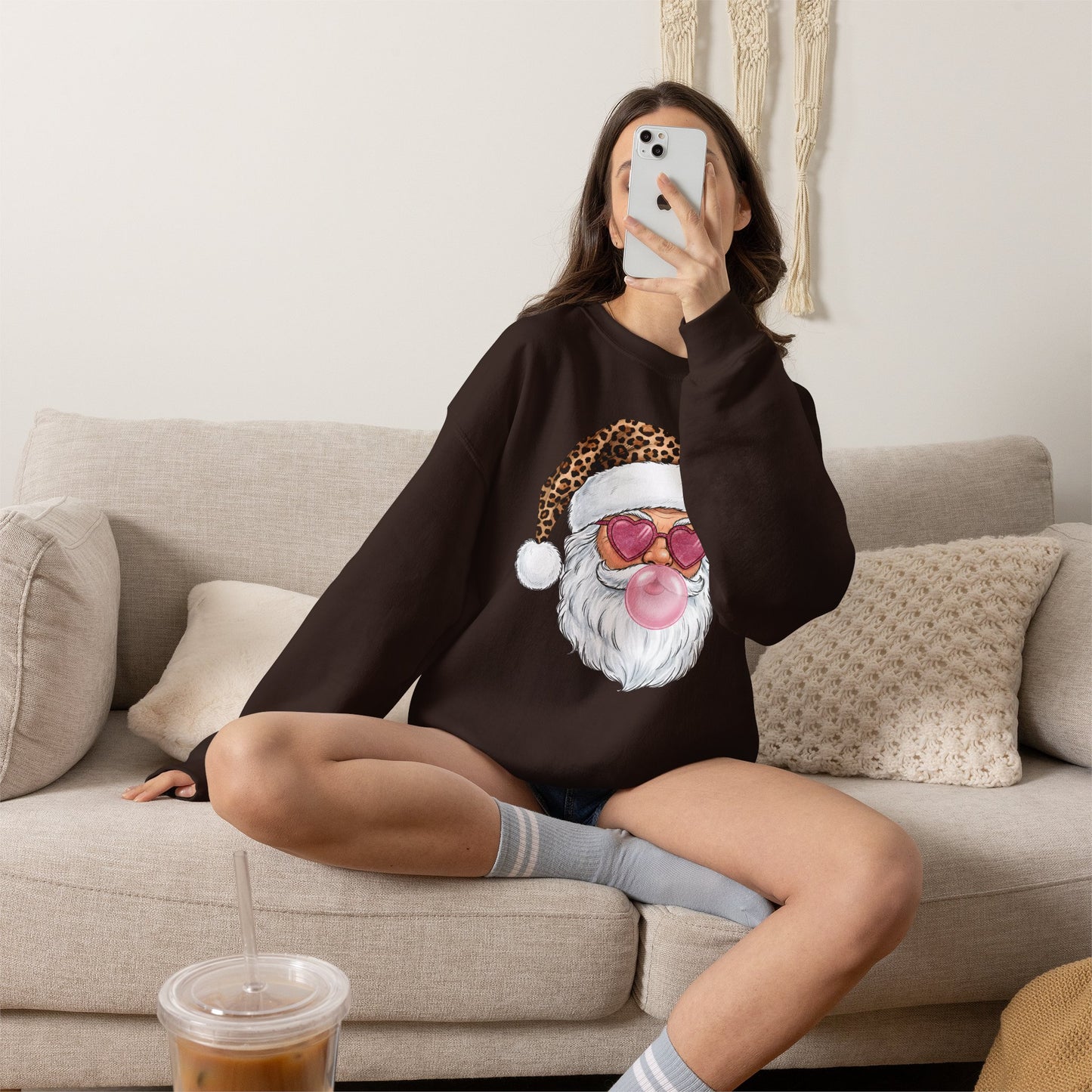 Leopard Santa Bubblegum Crewneck Sweatshirt