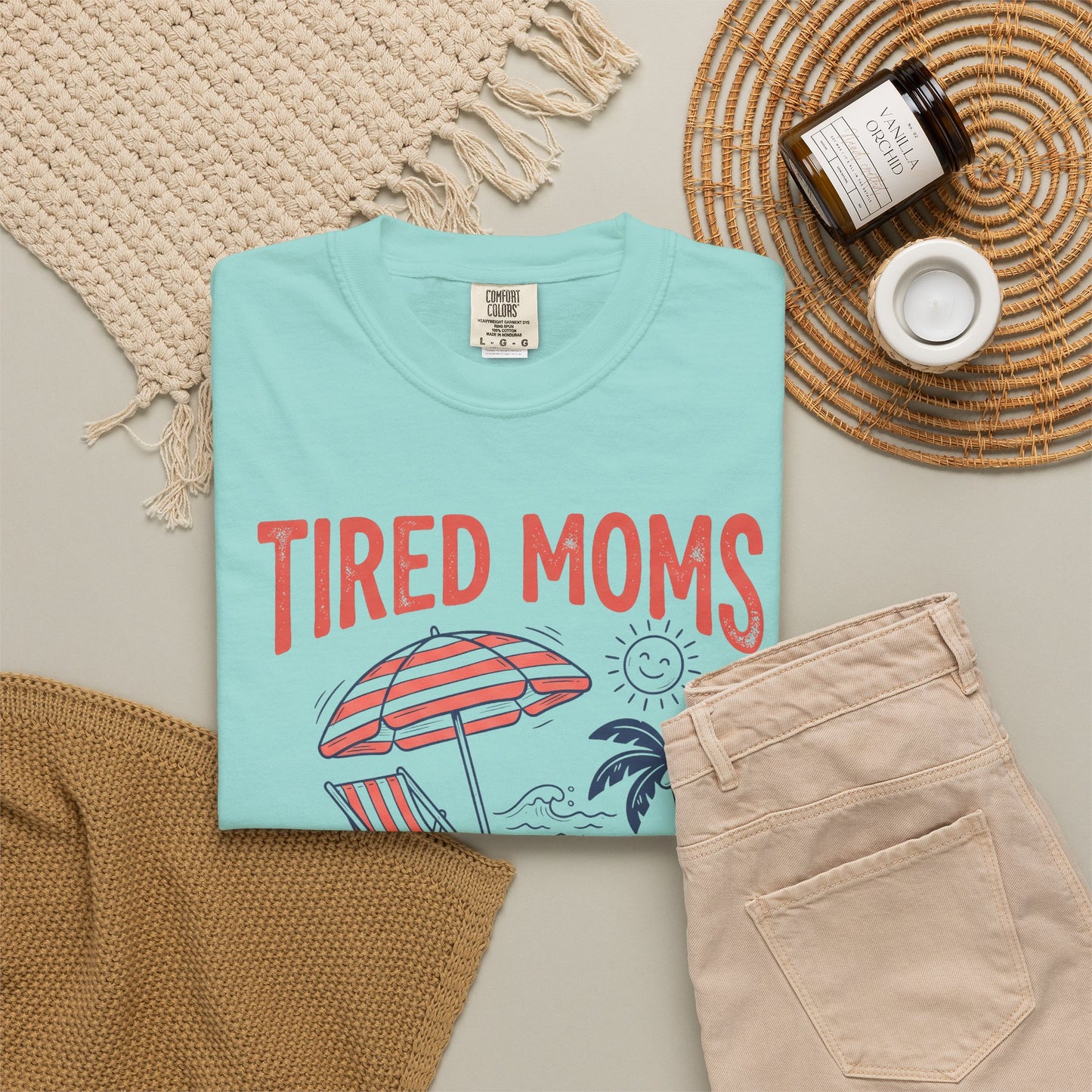 Tired Moms Summer Club Beach Graphic Tee • Summer Mom Shirt • Pool Day Mama Tee • Coastal Vacation Outfit