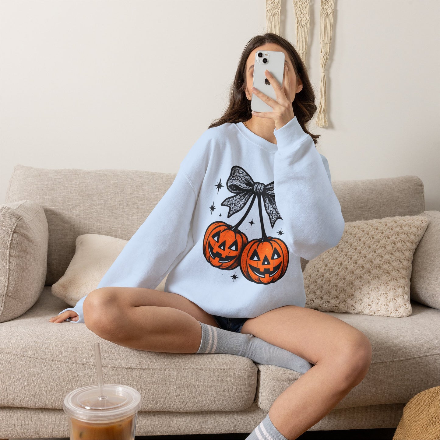 Halloween Pumpkin Pair Crewneck Sweatshirt