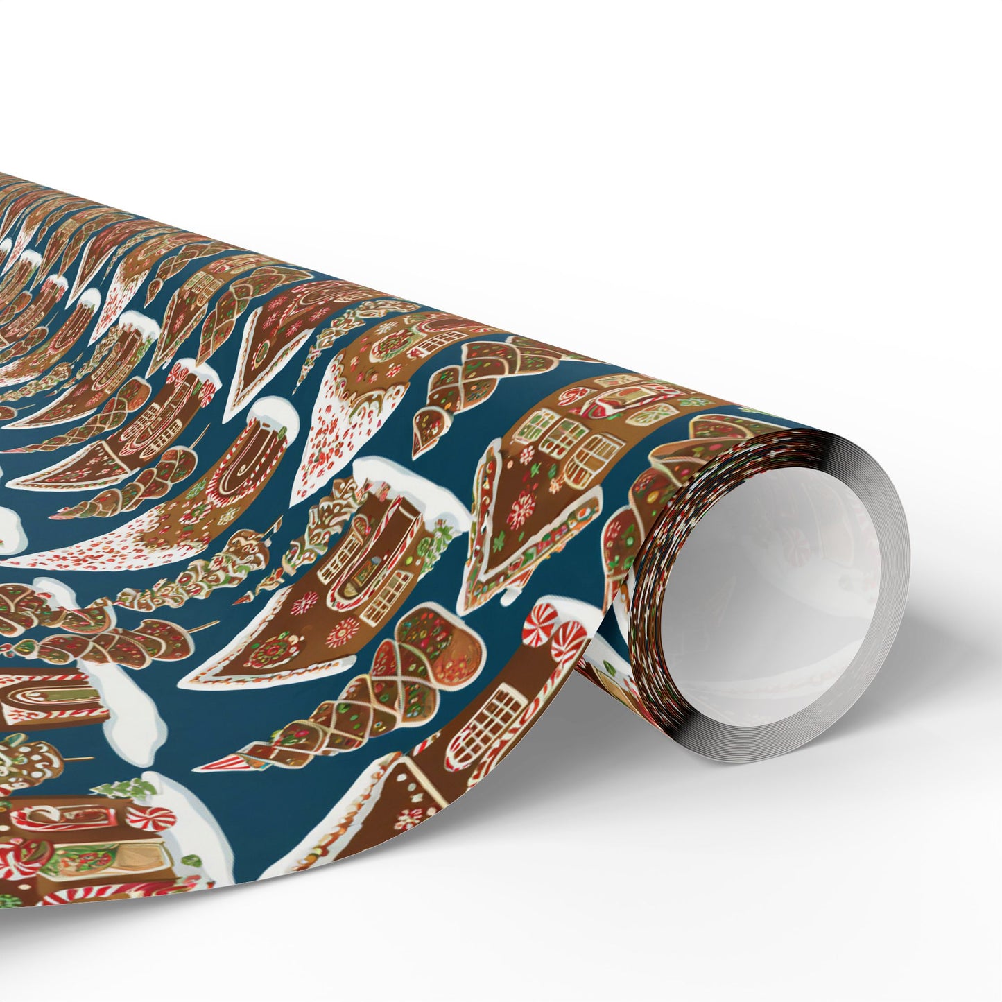 Navy Gingerbread Village Christmas Blanket & Wrapping Paper | Blue Winter Cookie House Pattern | Cozy Holiday Gift Wrap | Festive Home Decor