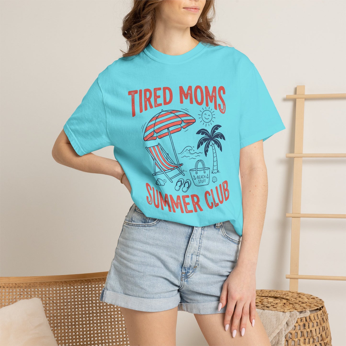 Tired Moms Summer Club Beach Graphic Tee • Summer Mom Shirt • Pool Day Mama Tee • Coastal Vacation Outfit
