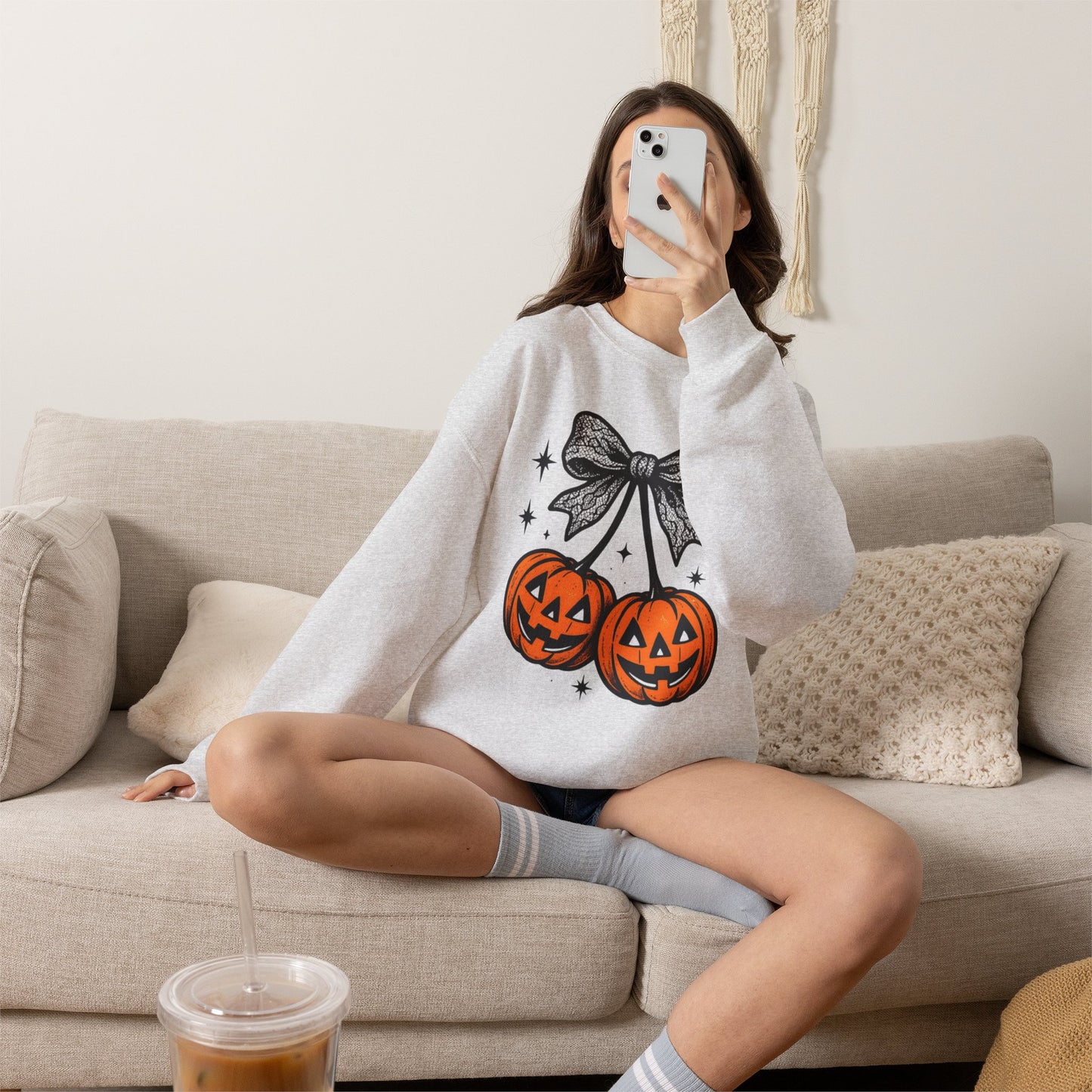 Halloween Pumpkin Pair Crewneck Sweatshirt