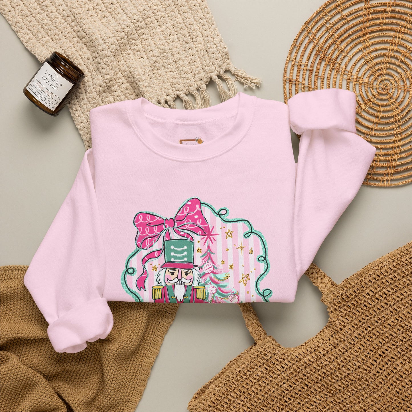 Nutcracker Christmas Sweatshirt — Pink Bow Holiday Crewneck