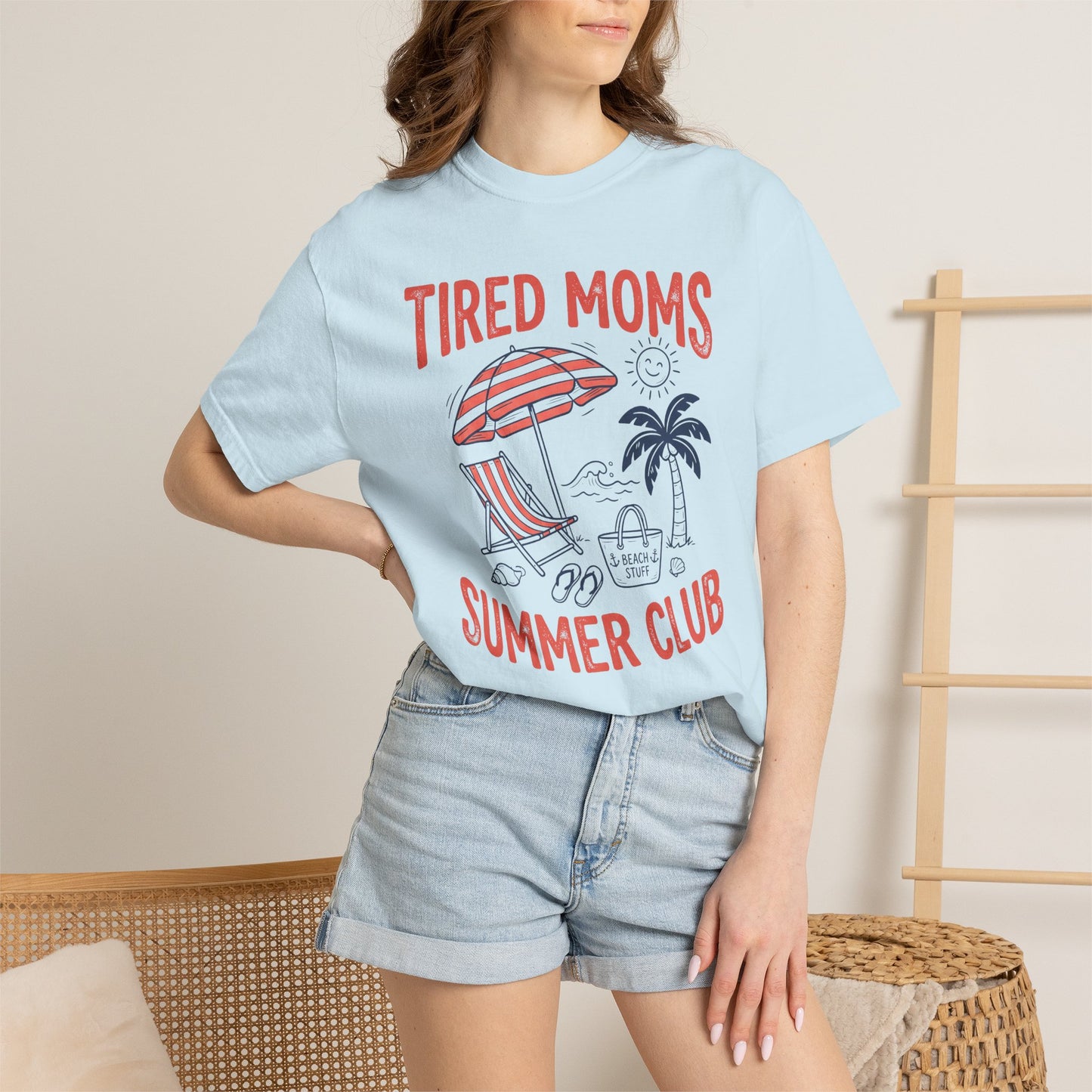 Tired Moms Summer Club Beach Graphic Tee • Summer Mom Shirt • Pool Day Mama Tee • Coastal Vacation Outfit