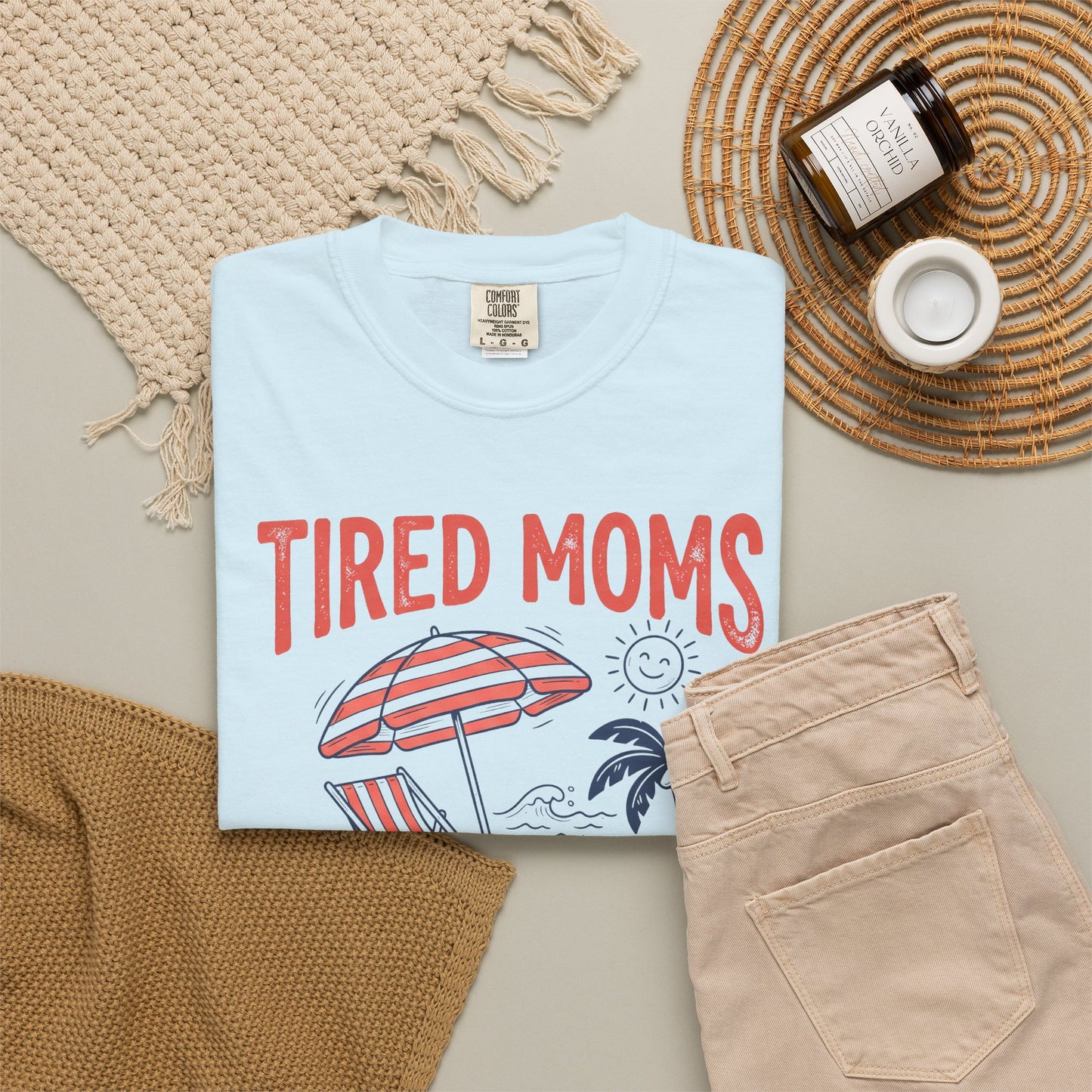 Tired Moms Summer Club Beach Graphic Tee • Summer Mom Shirt • Pool Day Mama Tee • Coastal Vacation Outfit
