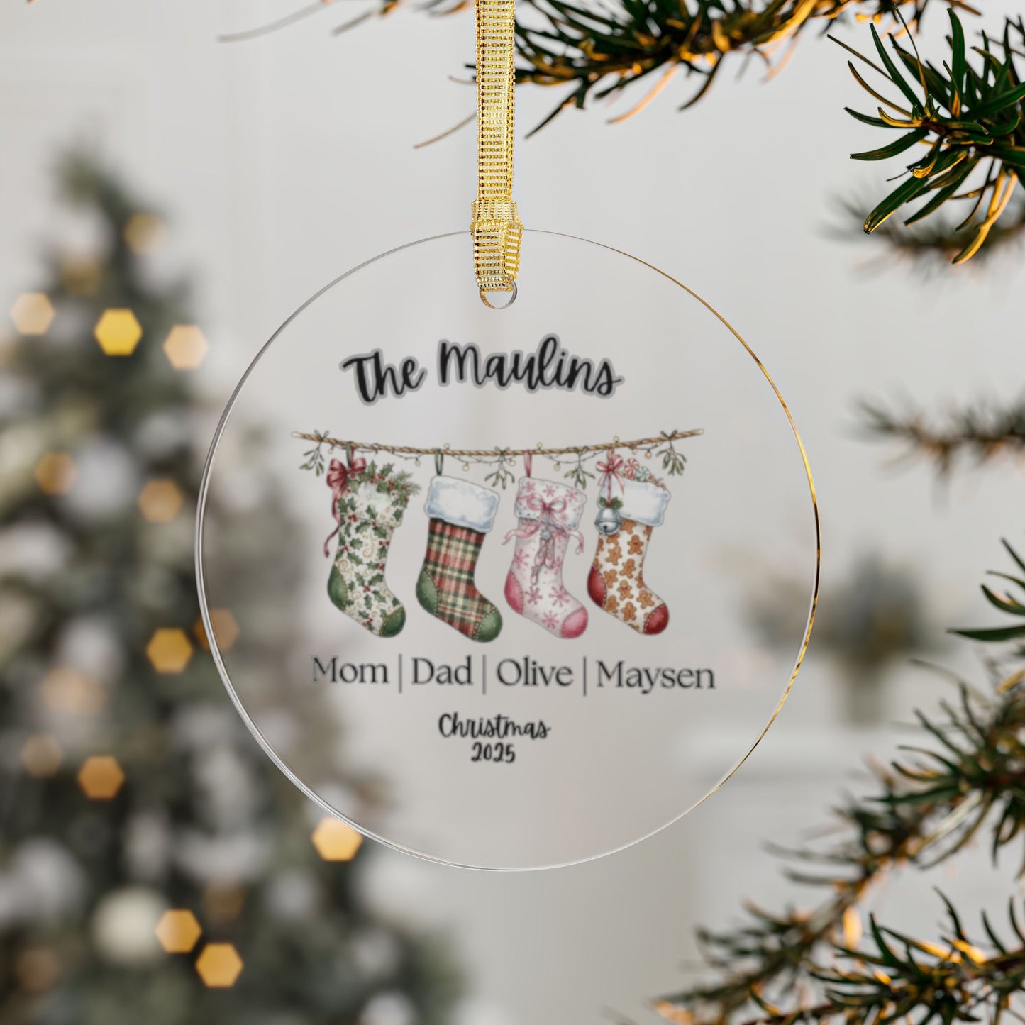 Family Stockings Christmas Acrylic Ornaments