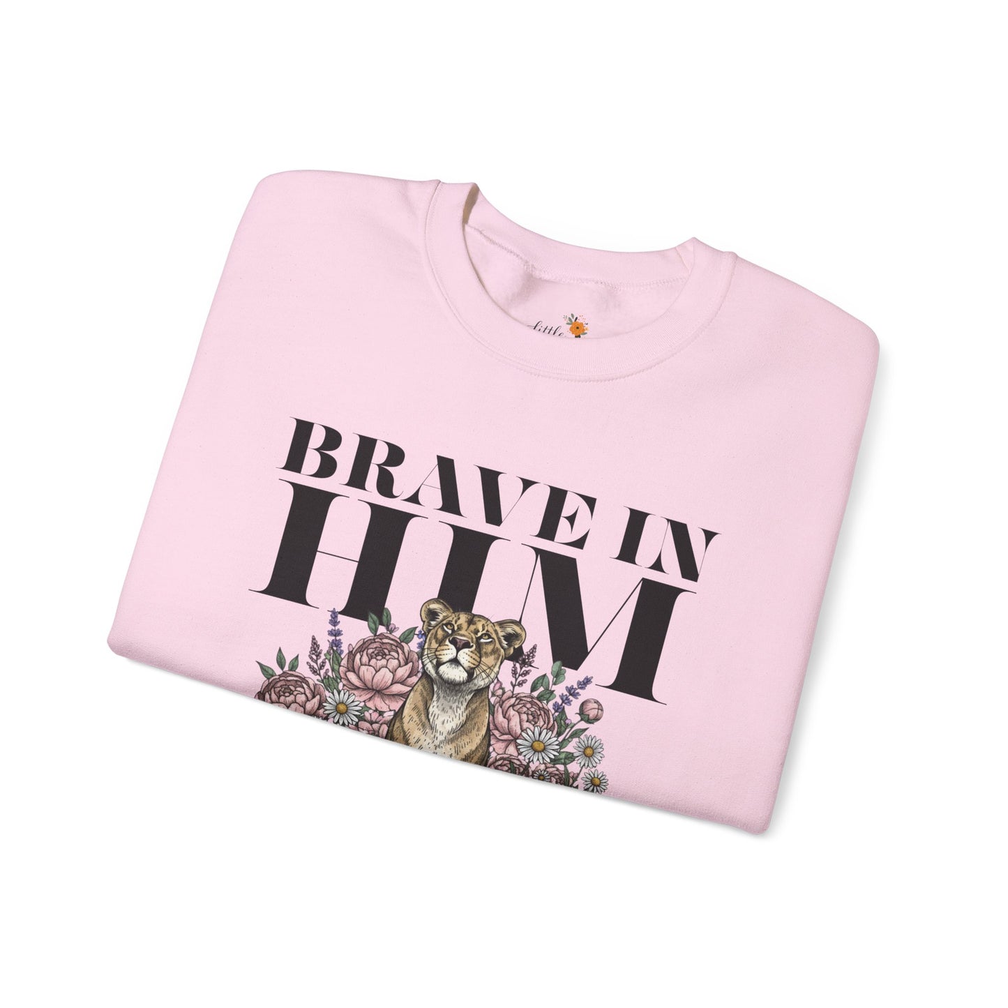 "brave in him" Crewneck Sweatshirt — Inspirational Men's Graphic Sweatshirt