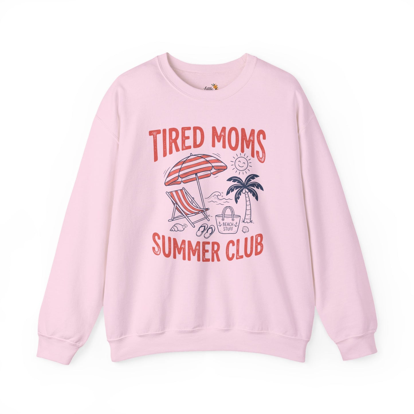 Tired Moms Summer Club Sweatshirt • Beach Mom Crewneck • Summer Mama Graphic Sweatshirt • Coastal Vacation Pullover