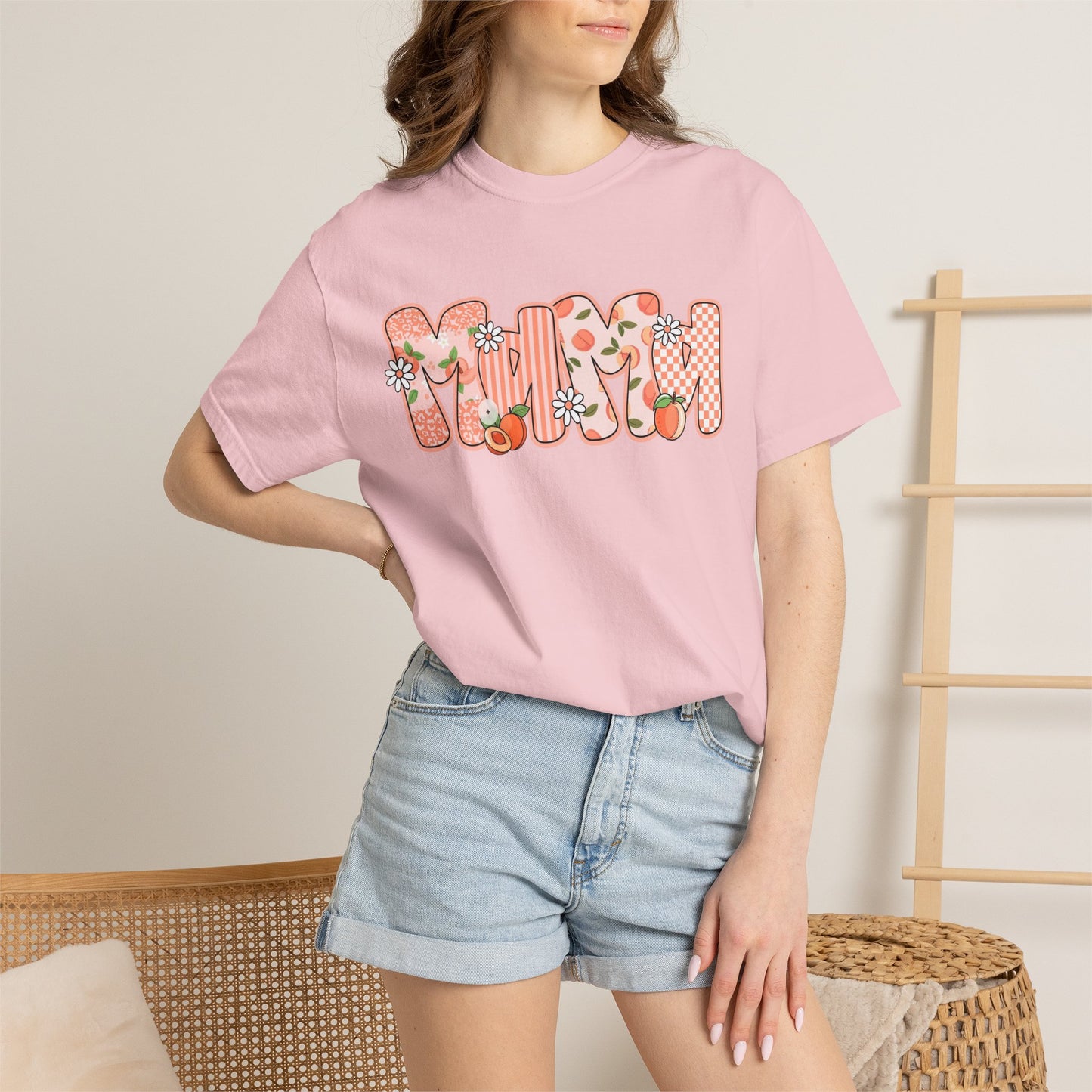 Peach Floral Mama Graphic Tee • Spring Mama Shirt • Soft Girly Mom Shirt • Floral Boutique Style Outfit