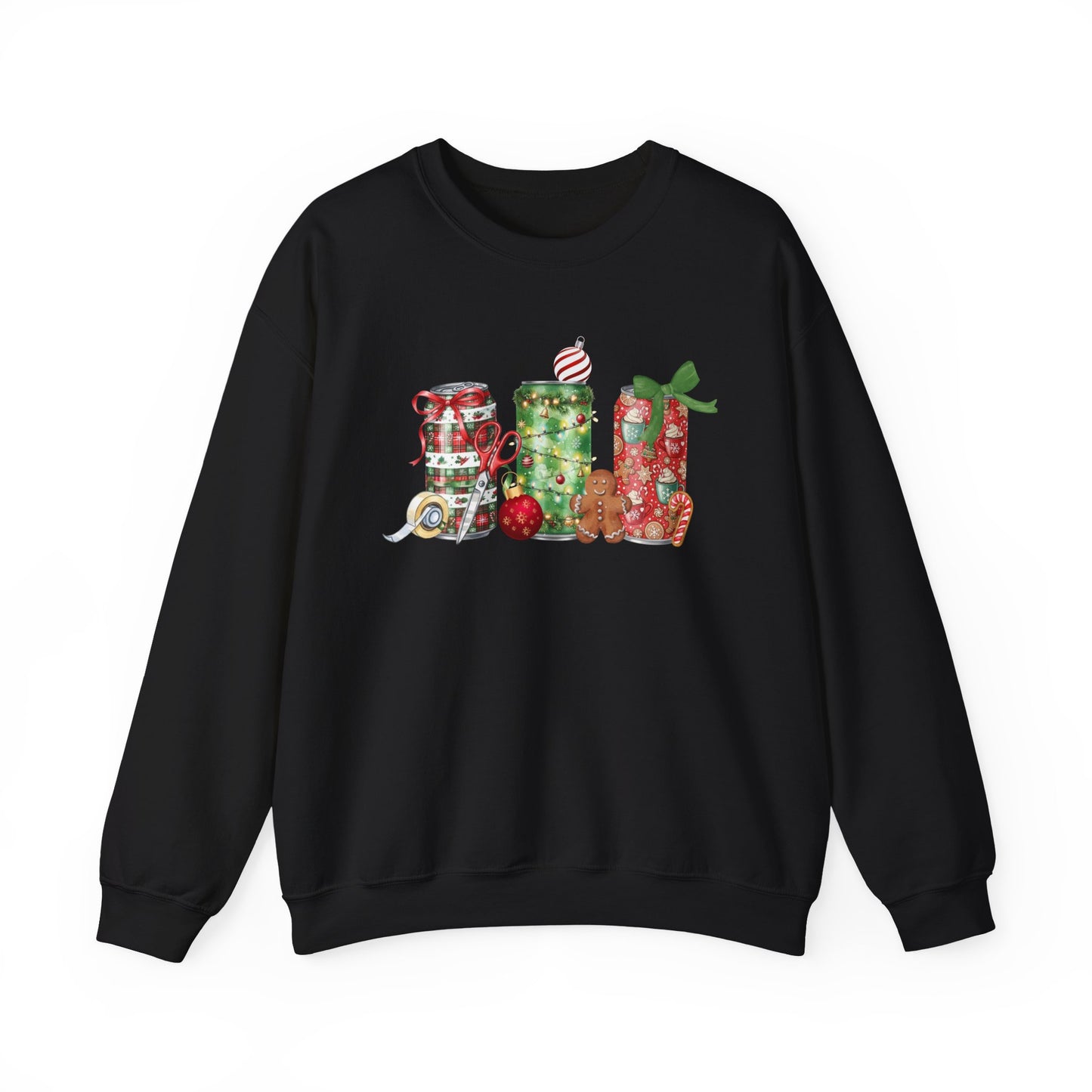 Christmas Soda Crewneck Sweatshirt | Festive Holiday Energy Drink Design | Heavy Blend Cozy Red,Green, Navy, Black, Pink Christmas Sweater for Winter Parties & Gifts