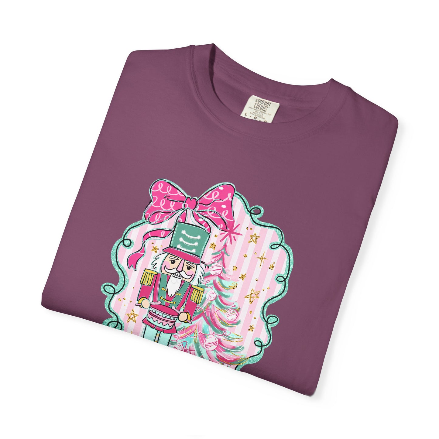 Nutcracker Christmas T-Shirt — Cute Pink Nutcracker with Ribbon Holiday Tee