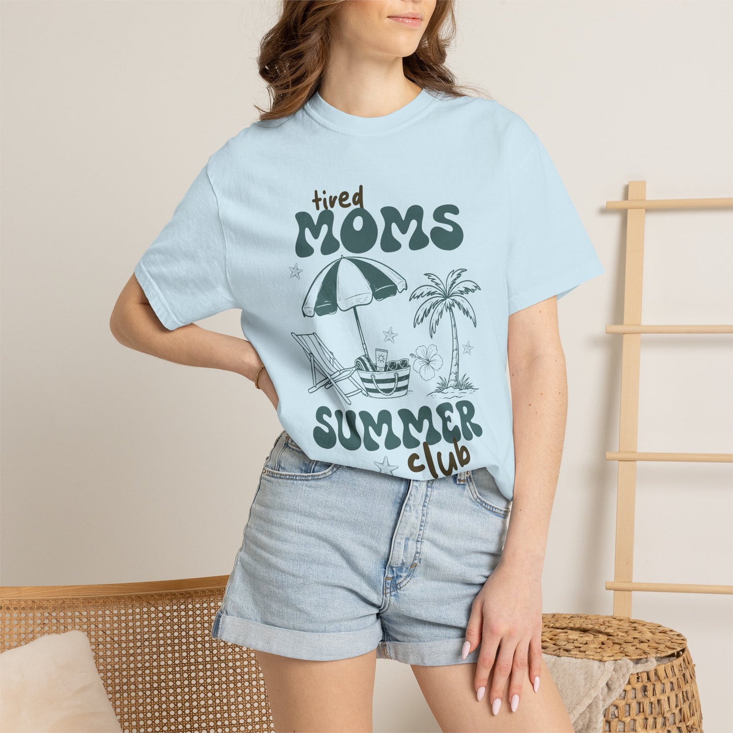 Tired Moms Summer Club Beach Mom Graphic Tee • Summer Vacation Shirt • Pool Day Mama Outfit • Coastal Summer Tee