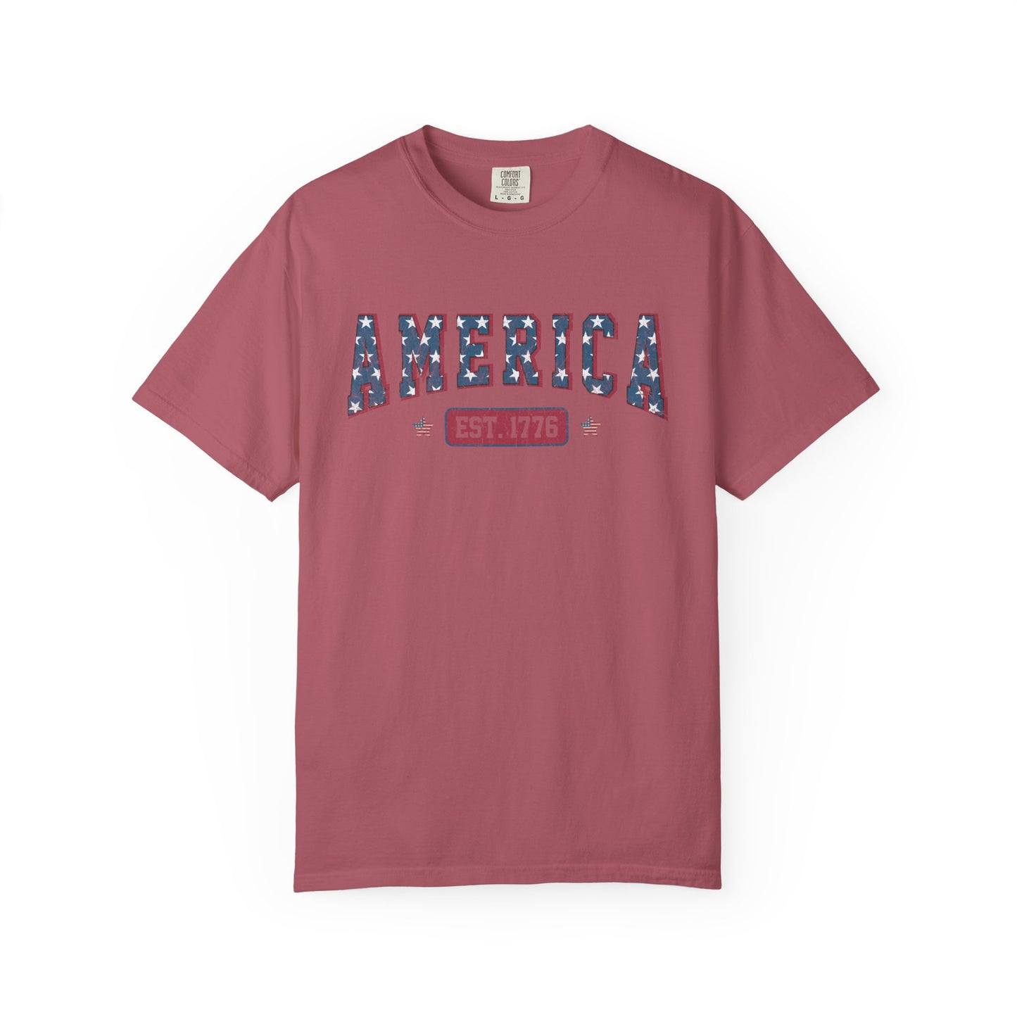 America Est 1776 T-Shirt • Vintage Patriotic Graphic Tee • Red White Blue Fourth of July Shirt