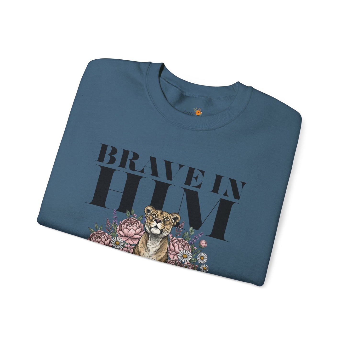"brave in him" Crewneck Sweatshirt — Inspirational Men's Graphic Sweatshirt