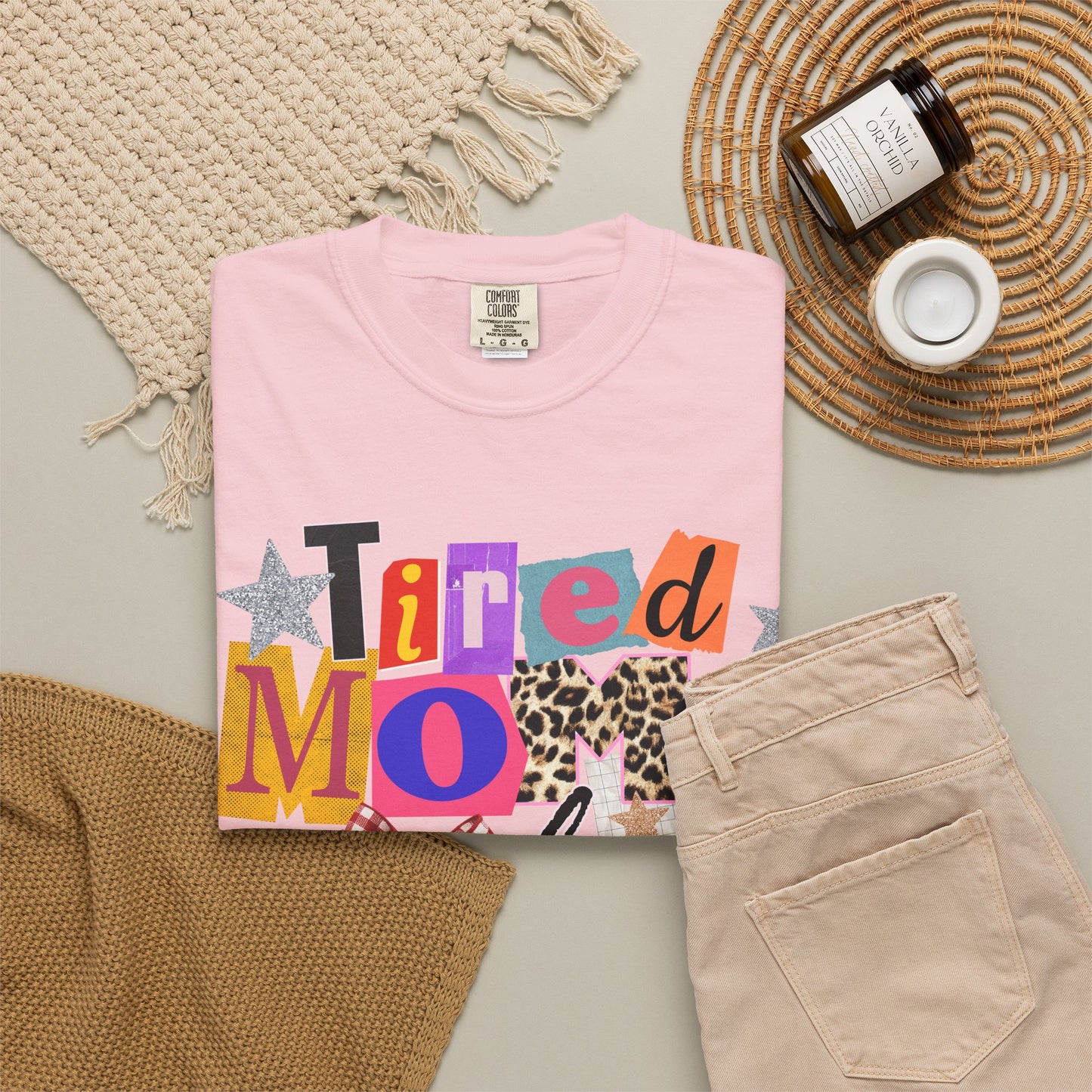 Tired Moms Club Shirt Women • Funny Mom Shirt • Trendy Patchwork Leopard Gingham Graphic Tee • Relatable Mom Outfit