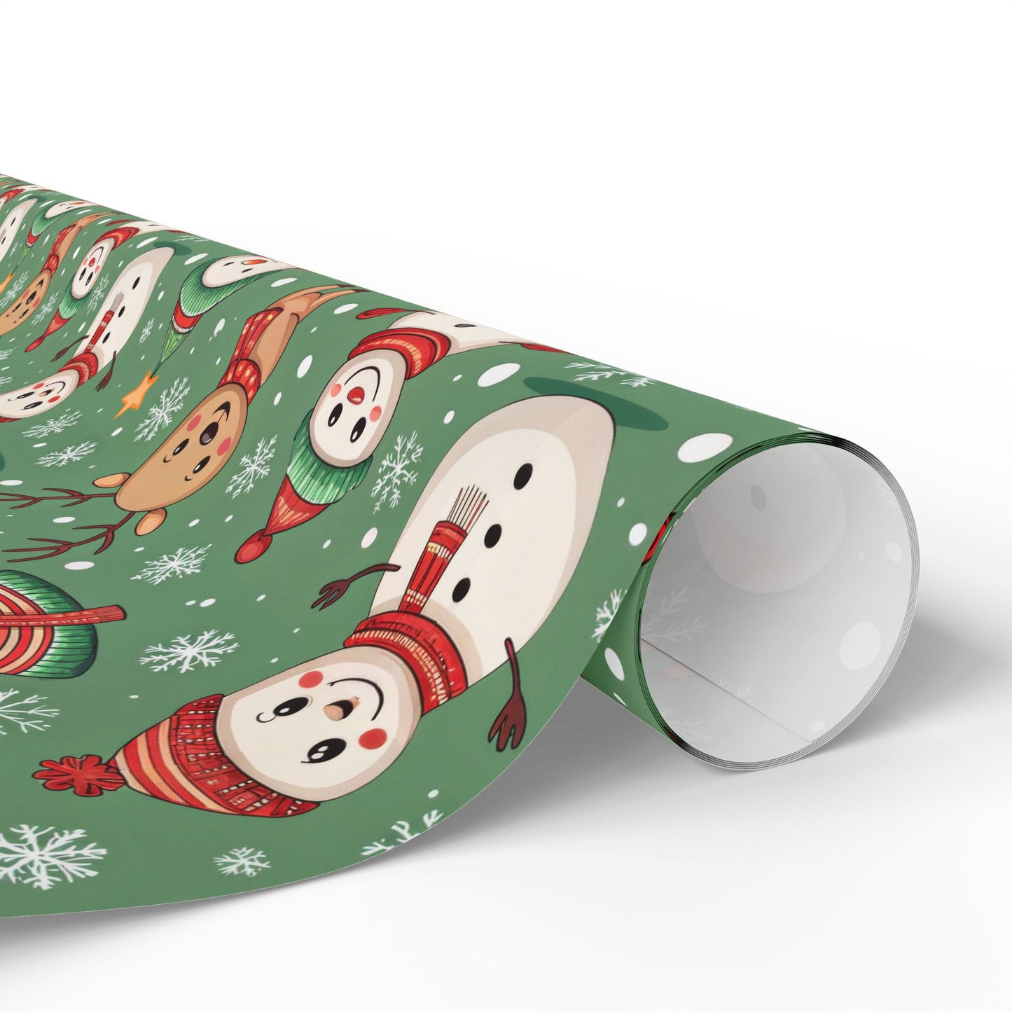 Snowman & Reindeer Christmas Wrapping Paper & Blanket | Cozy Green Winter Pattern | Cute Holiday Gift Wrap | Whimsical Christmas Decor