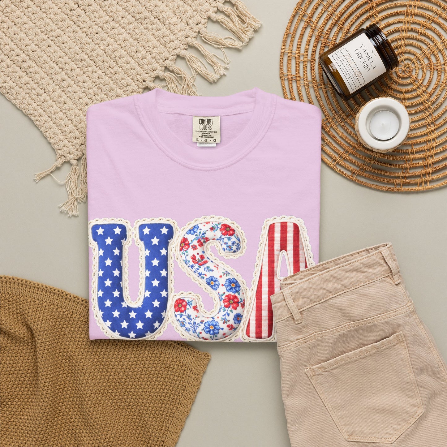 Floral Patchwork USA Shirt • Preppy Patriotic Tee • Vintage Americana Gingham Shirt • 4th of July Mom Outfit