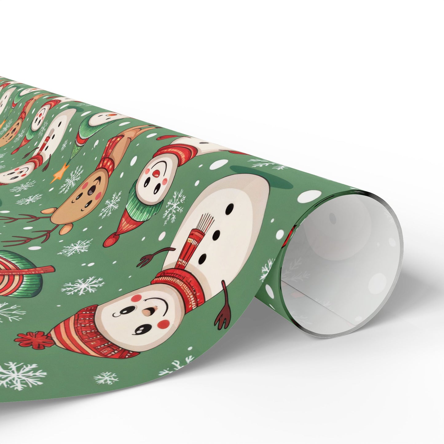 Snowman & Reindeer Christmas Wrapping Paper & Blanket | Cozy Green Winter Pattern | Cute Holiday Gift Wrap | Whimsical Christmas Decor