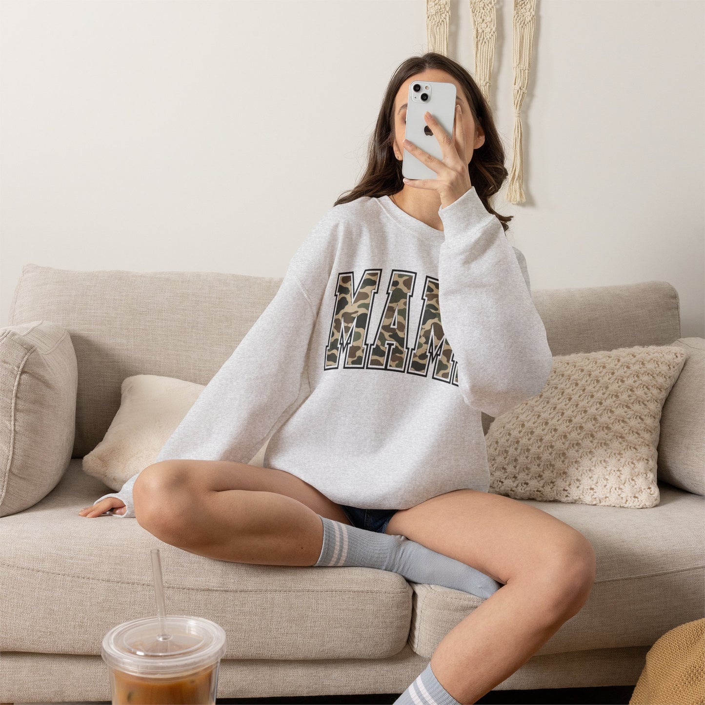 Mama Camo Crewneck Sweatshirt – Camouflage Graphic Mama Pullover, Mother's Day Gift