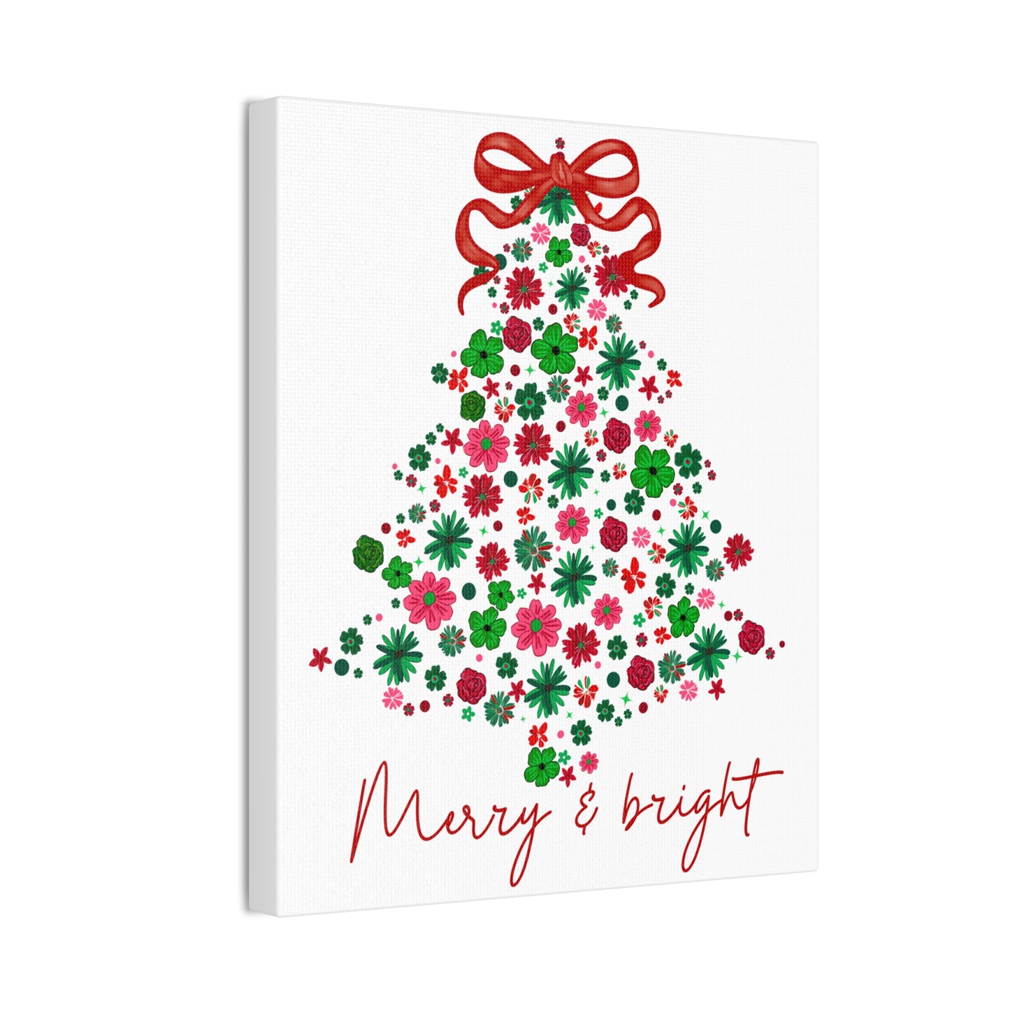 Festive Canvas Wall Art - Merry & Bright Christmas Tree