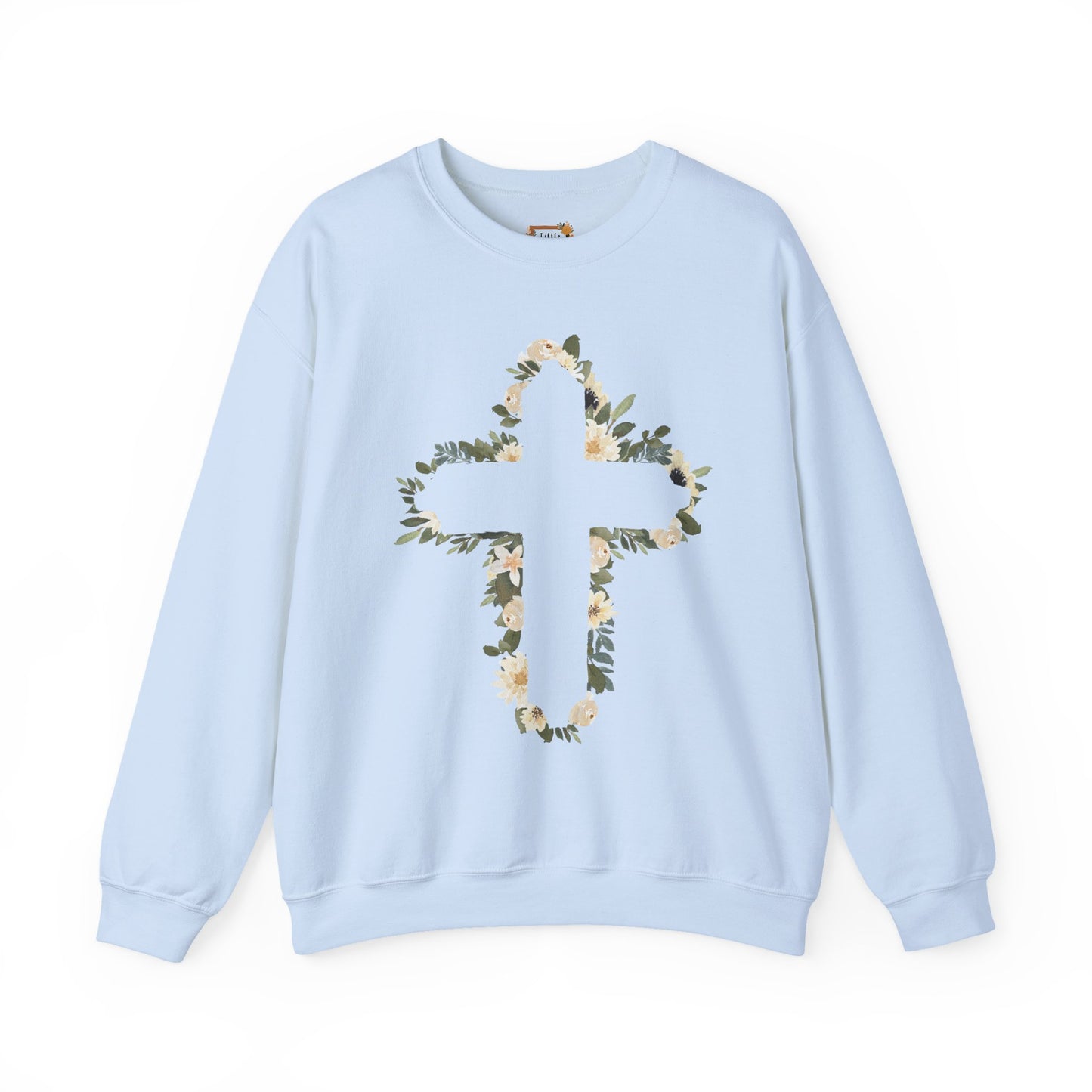 Floral Cross Crewneck Sweatshirt — Christian Faith Floral Pullover