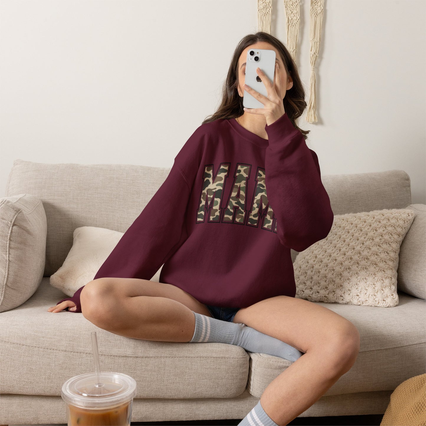 Mama Camo Crewneck Sweatshirt – Camouflage Graphic Mama Pullover, Mother's Day Gift