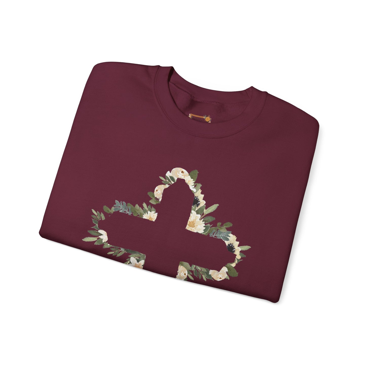 Floral Cross Crewneck Sweatshirt — Christian Faith Floral Pullover