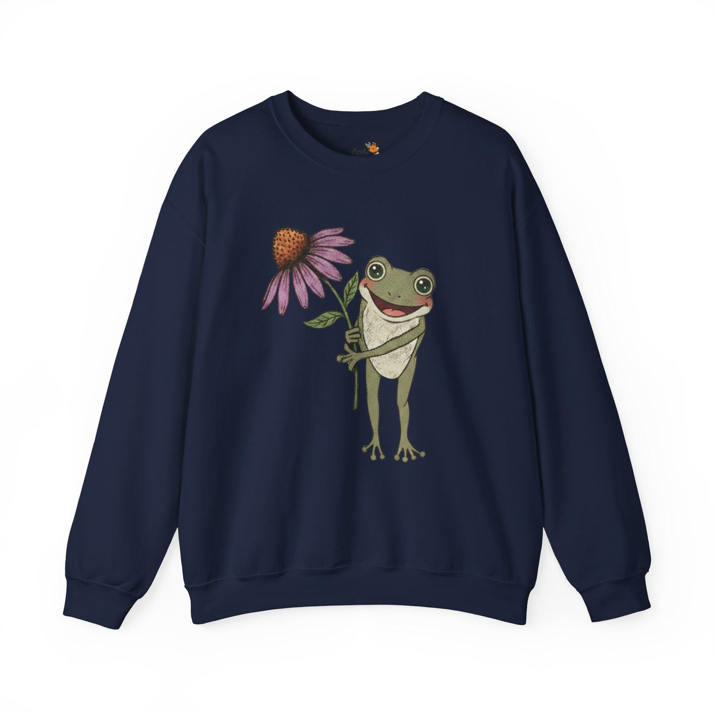 Spring Cottage Frog Sweatshirt • Whimsical Garden Wildflower Crewneck • Cottagecore Floral Pullover