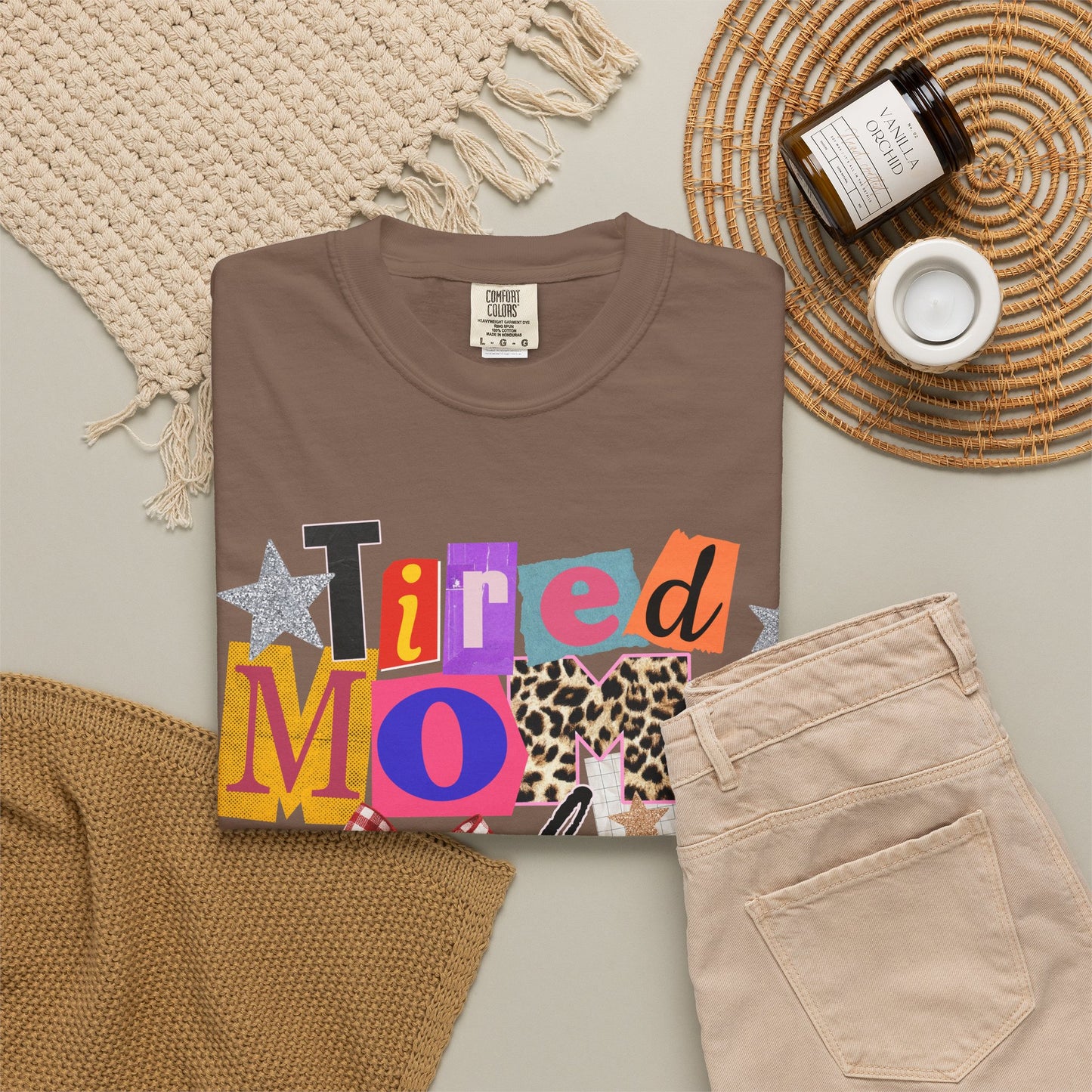 Tired Moms Club Shirt Women • Funny Mom Shirt • Trendy Patchwork Leopard Gingham Graphic Tee • Relatable Mom Outfit