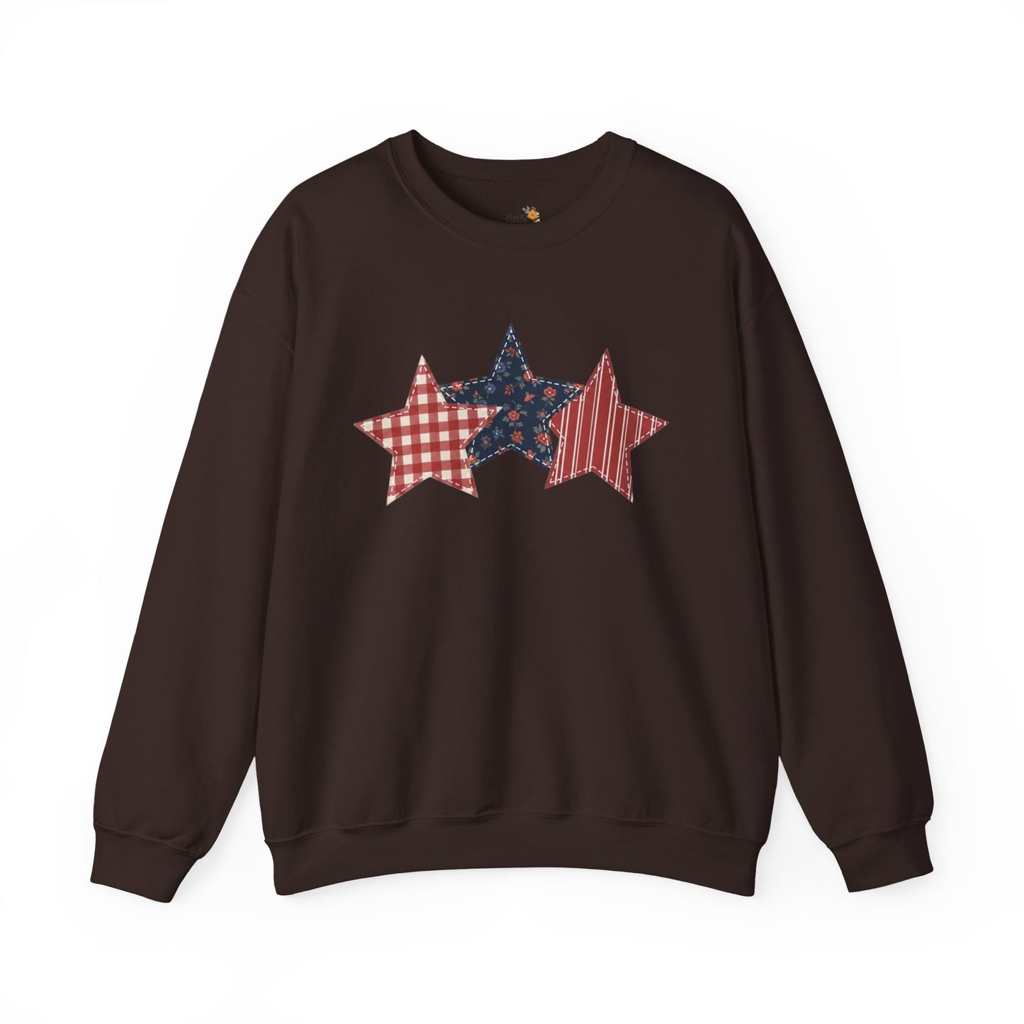 4th of July Patchwork Star Sweatshirt for Summer nights • Floral Gingham Red White Blue USA Crewneck • Patriotic Outfit