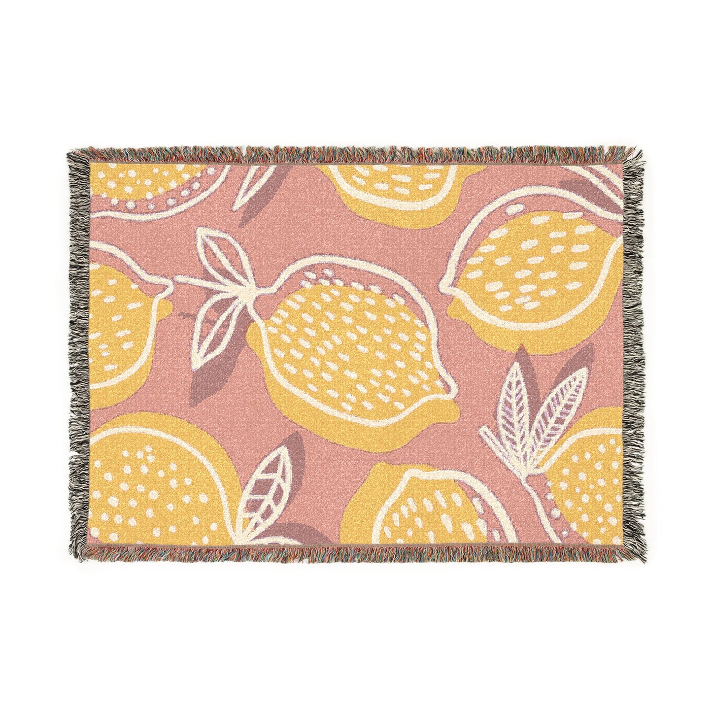 Pink & Yellow Lemon Woven Blanket