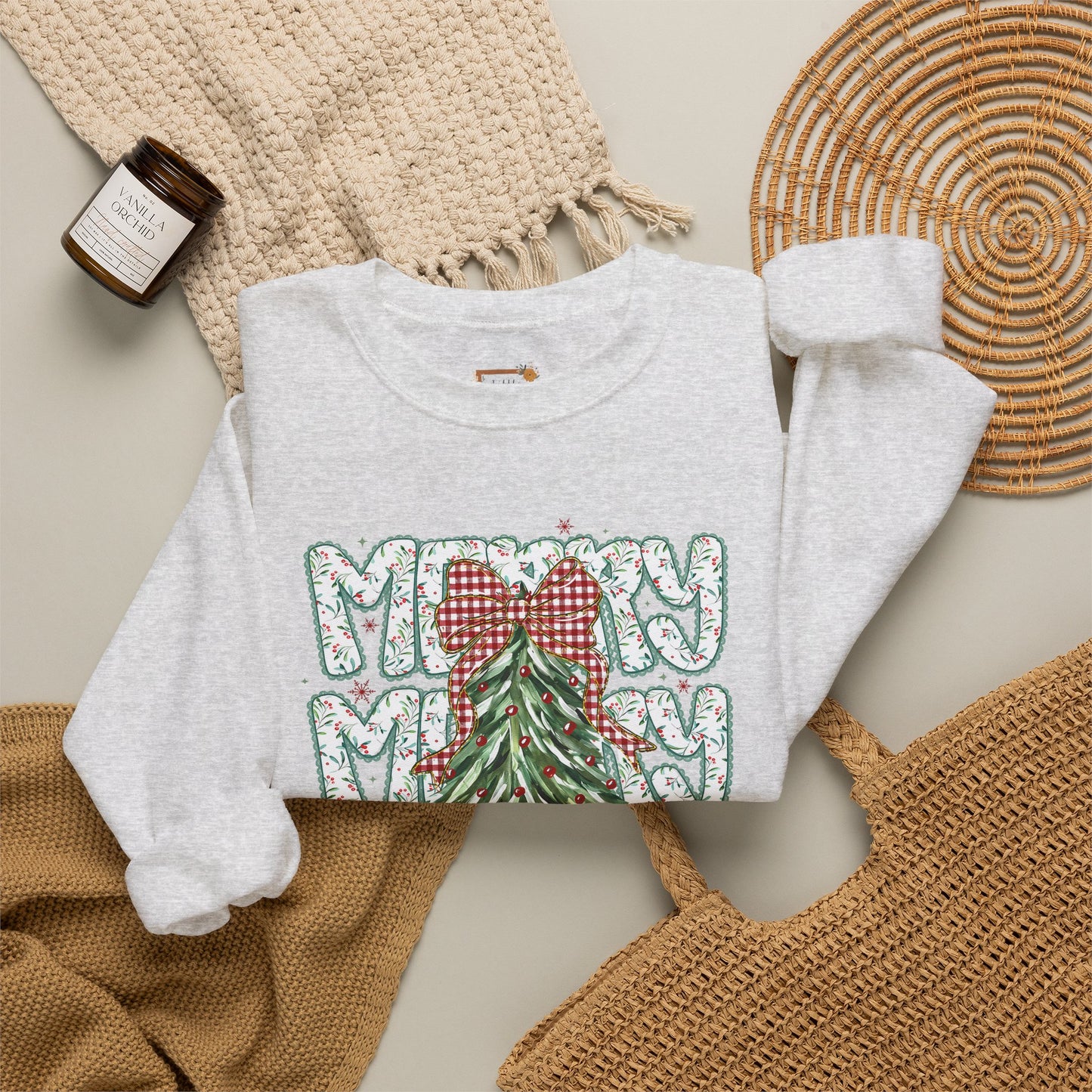 Christmas Tree Crewneck Sweatshirt — Merry Merry Holiday Graphic