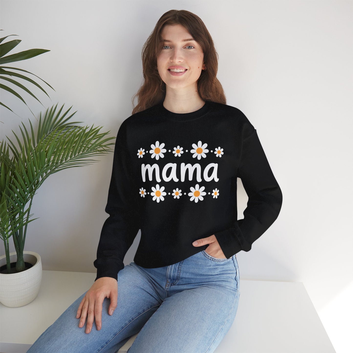 Retro Daisy Mama Crewneck • Floral Mama Sweatshirt • Cozy Motherhood Gift • Boutique Mom Pullover