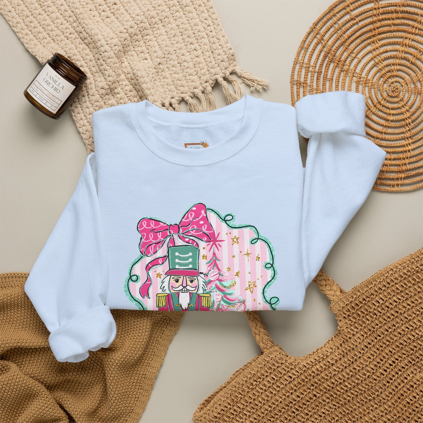 Nutcracker Christmas Sweatshirt — Pink Bow Holiday Crewneck
