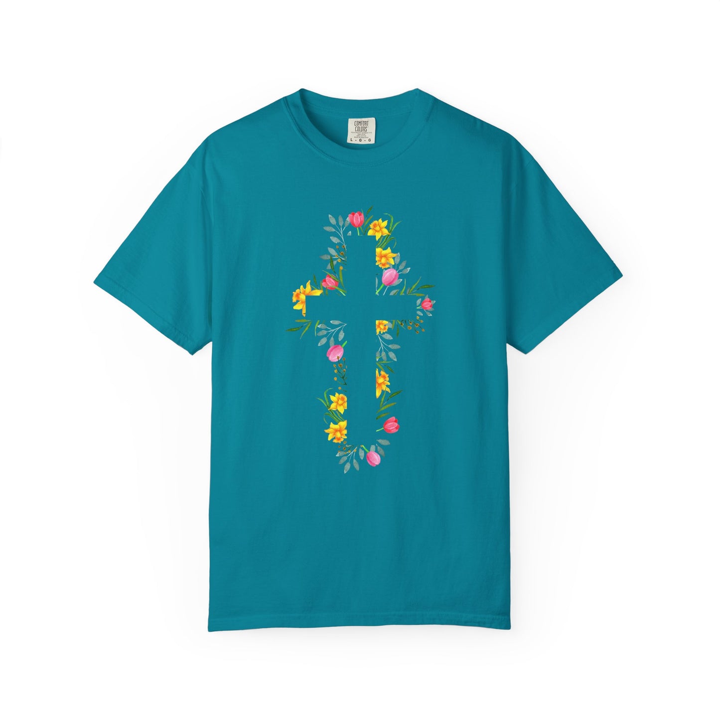 Floral Cross T-Shirt — Christian Faith Tee with Watercolor Flowers