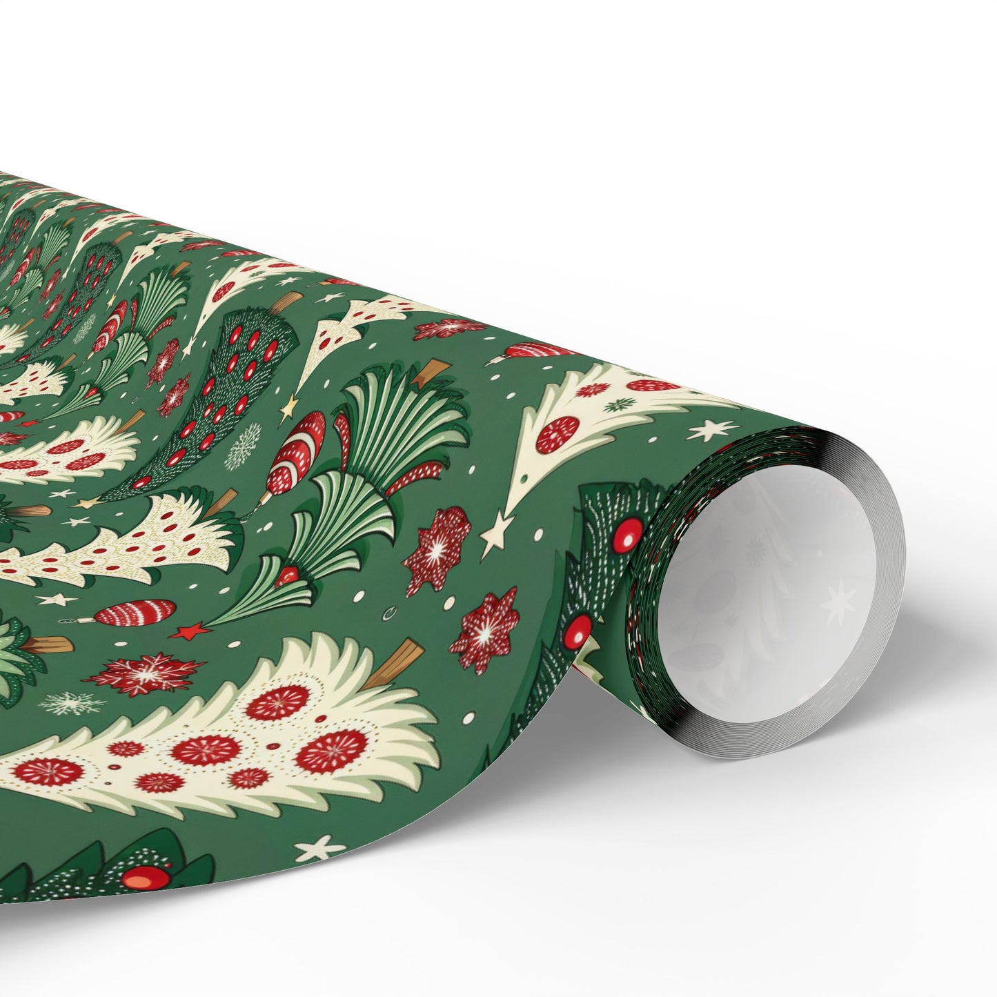 Christmas Tree Wrapping Paper & Blanket | Red Green Holiday Pattern | Festive Ornaments & Snowflakes | Cozy Christmas Gift Wrap & Decor