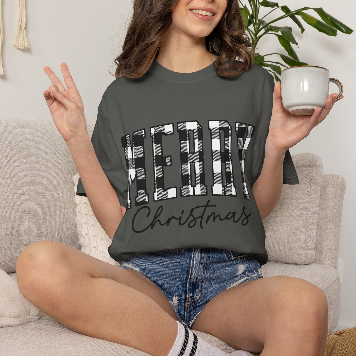 Merry Christmas Buffalo Plaid Tee