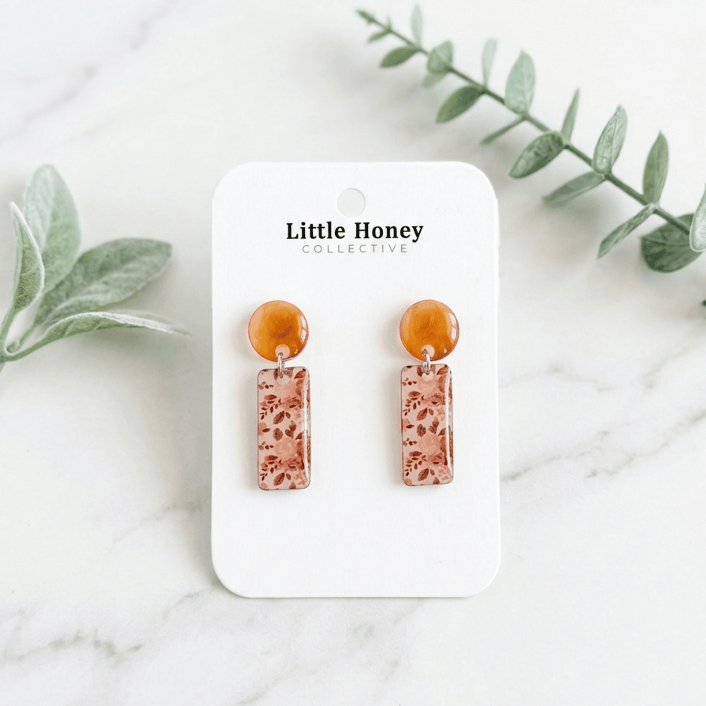 Peach Floral Stud Drop Earrings • Soft Rose Earring • Subtle Spring and Summer Jewelry • Hypoallergenic
